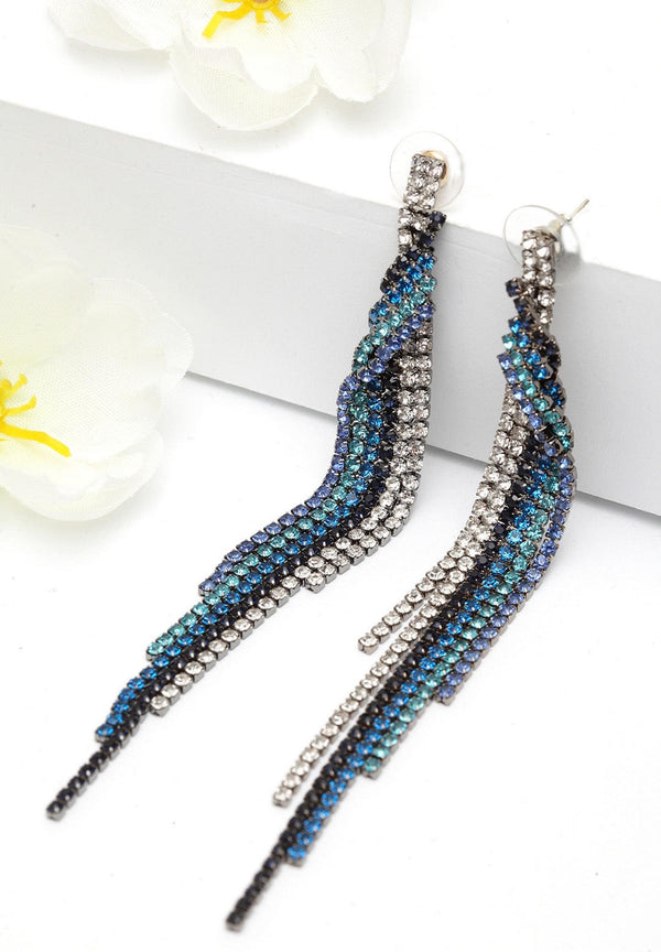 Boucles d'oreilles pendantes avec cristaux