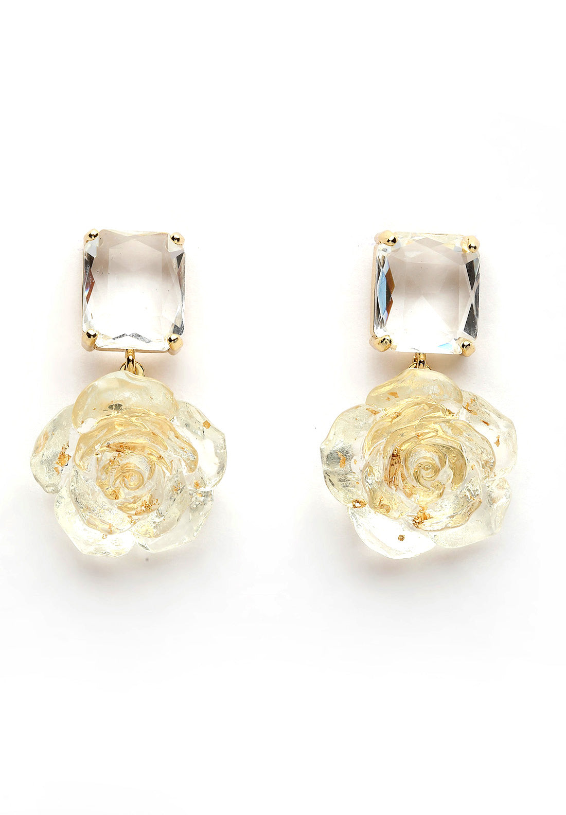 Gold Floral Crystal Earrings