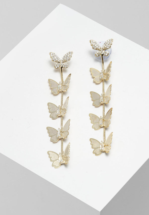 Butterfly Gold Plated Drop Earrings
