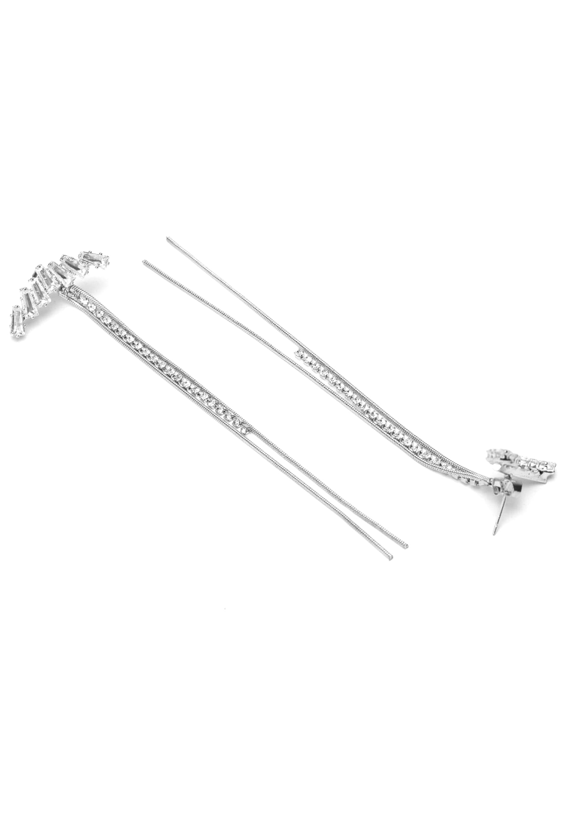 Silver Crystal Long Hanging Earrings