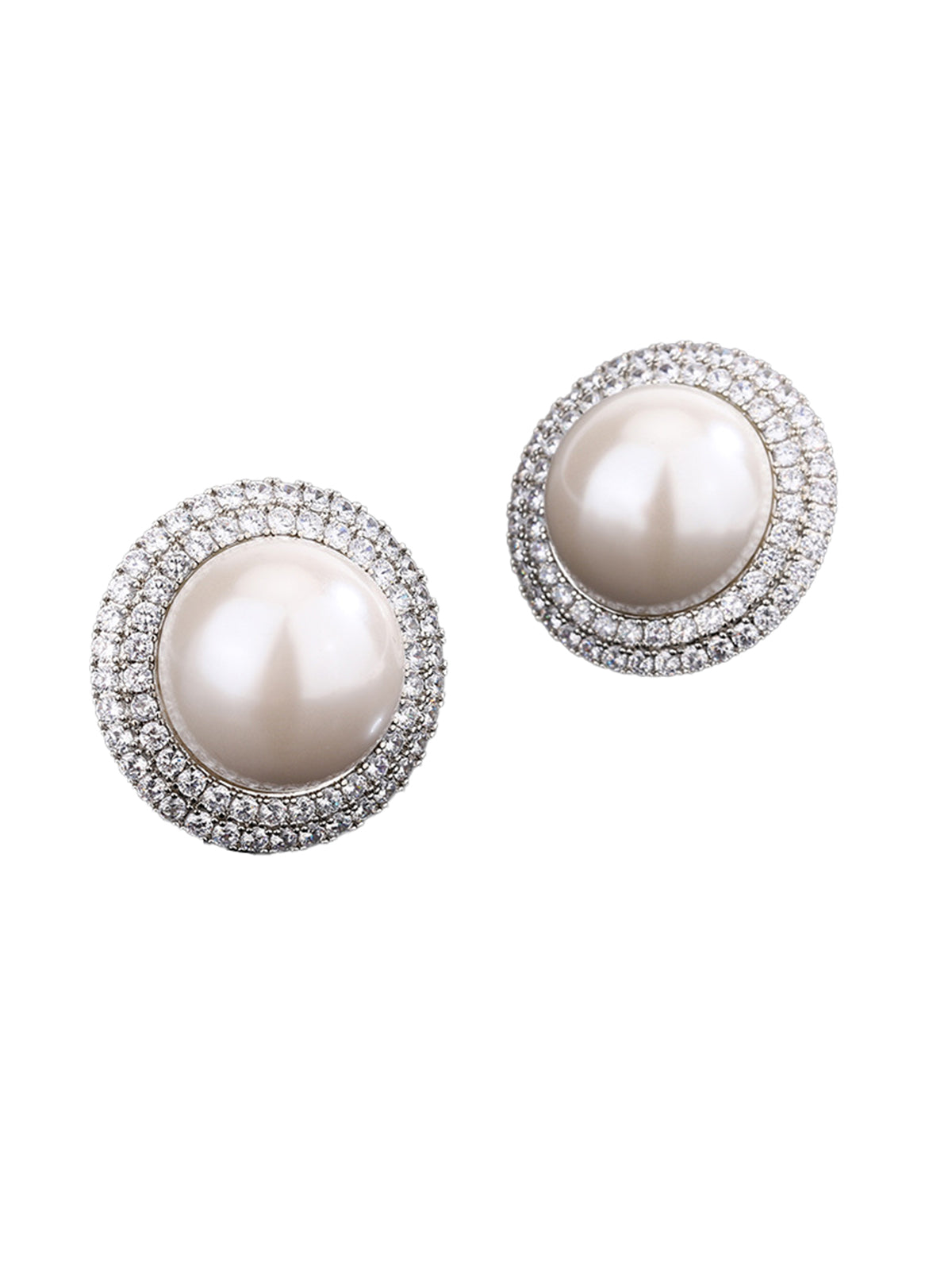Silver-plated Oval Studs