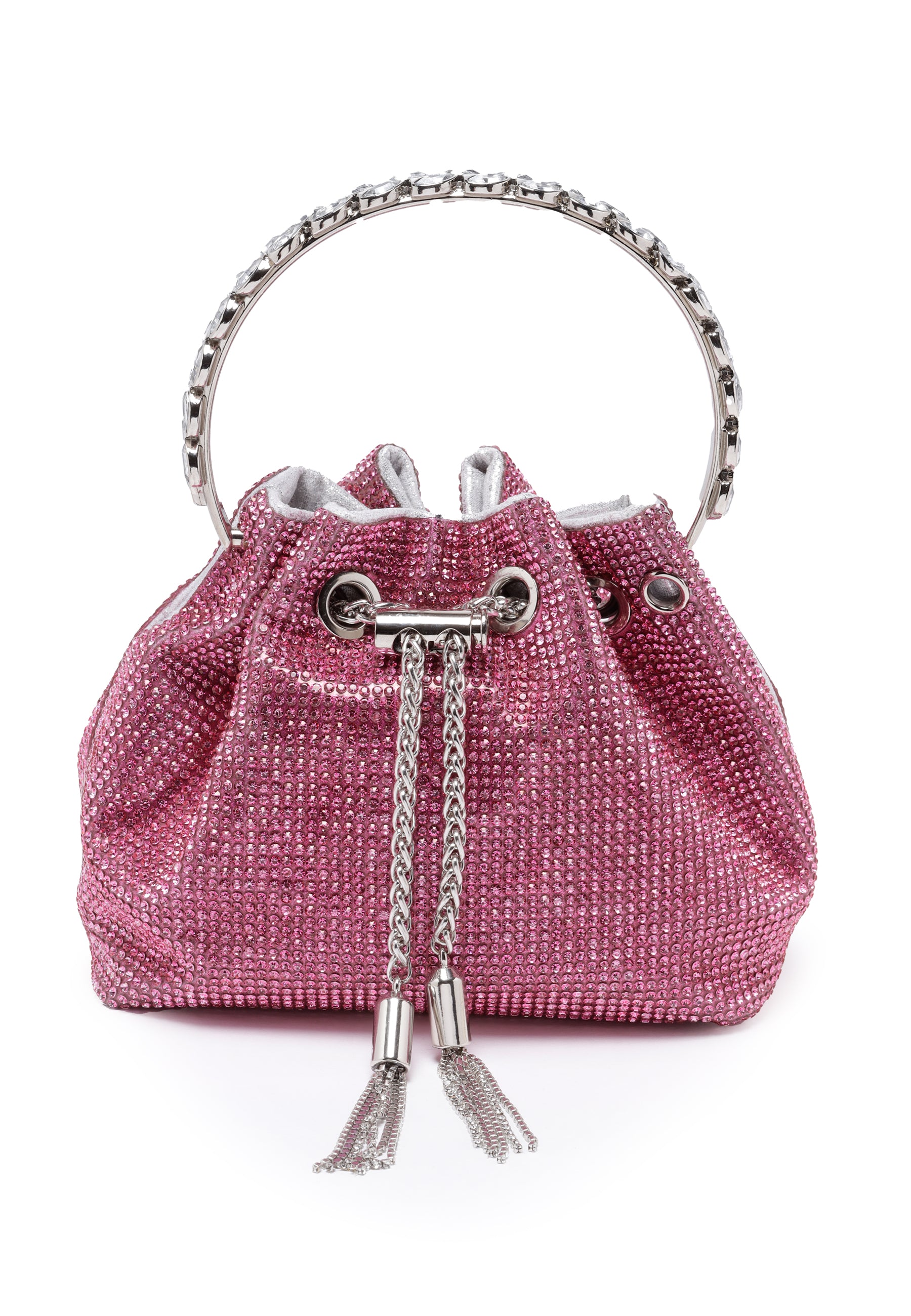 Avant-Garde Paris Pink Crystal Studded Shoulder Clutch