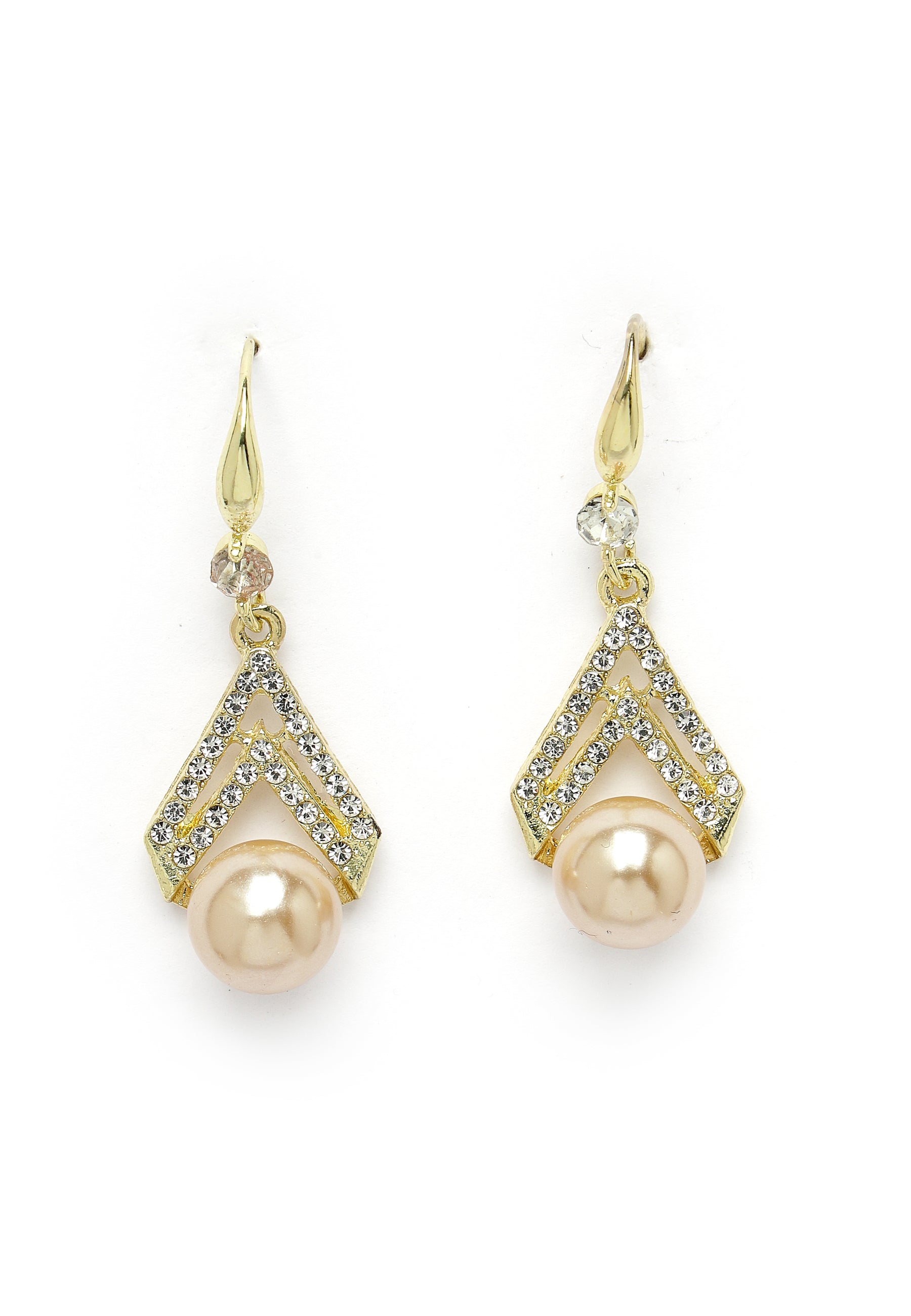 Gold-Coloured Pearl Earrings