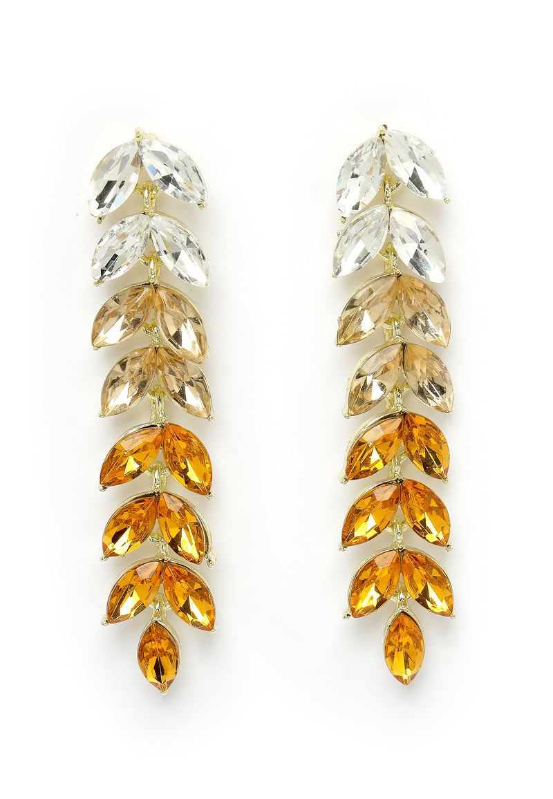 Pendientes largos con hojas amarillas brillantes