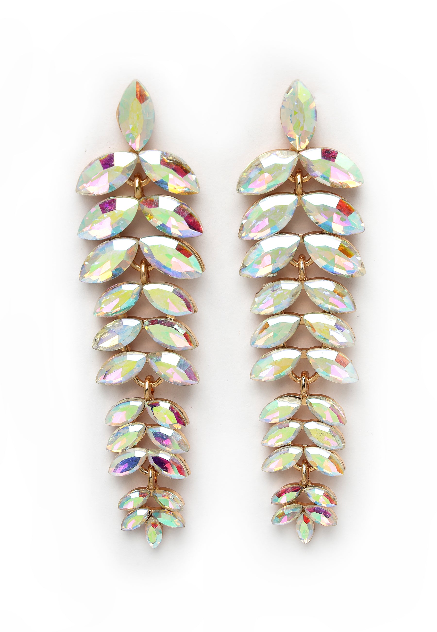 Multicolored Cascading Leaf-Shaped Drop Earrings