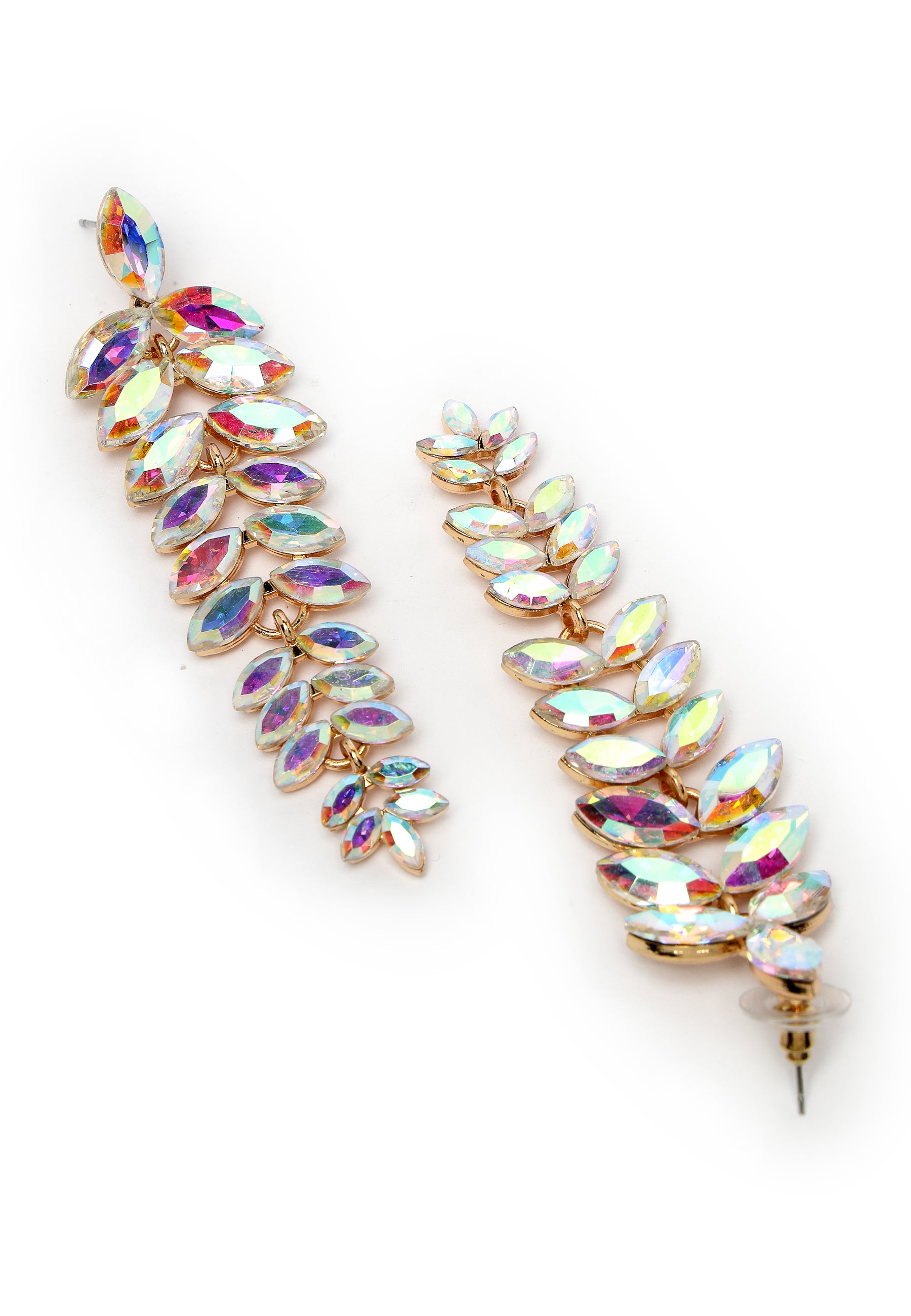 Multicolored Cascading Leaf-Shaped Drop Earrings