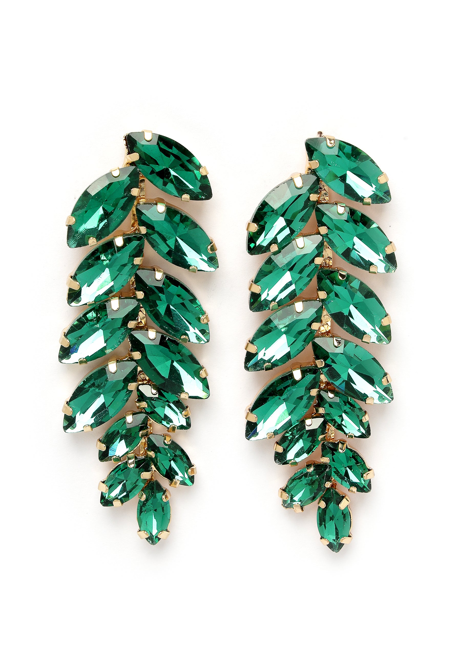 Green Leaf-Shaped Drop Earrings