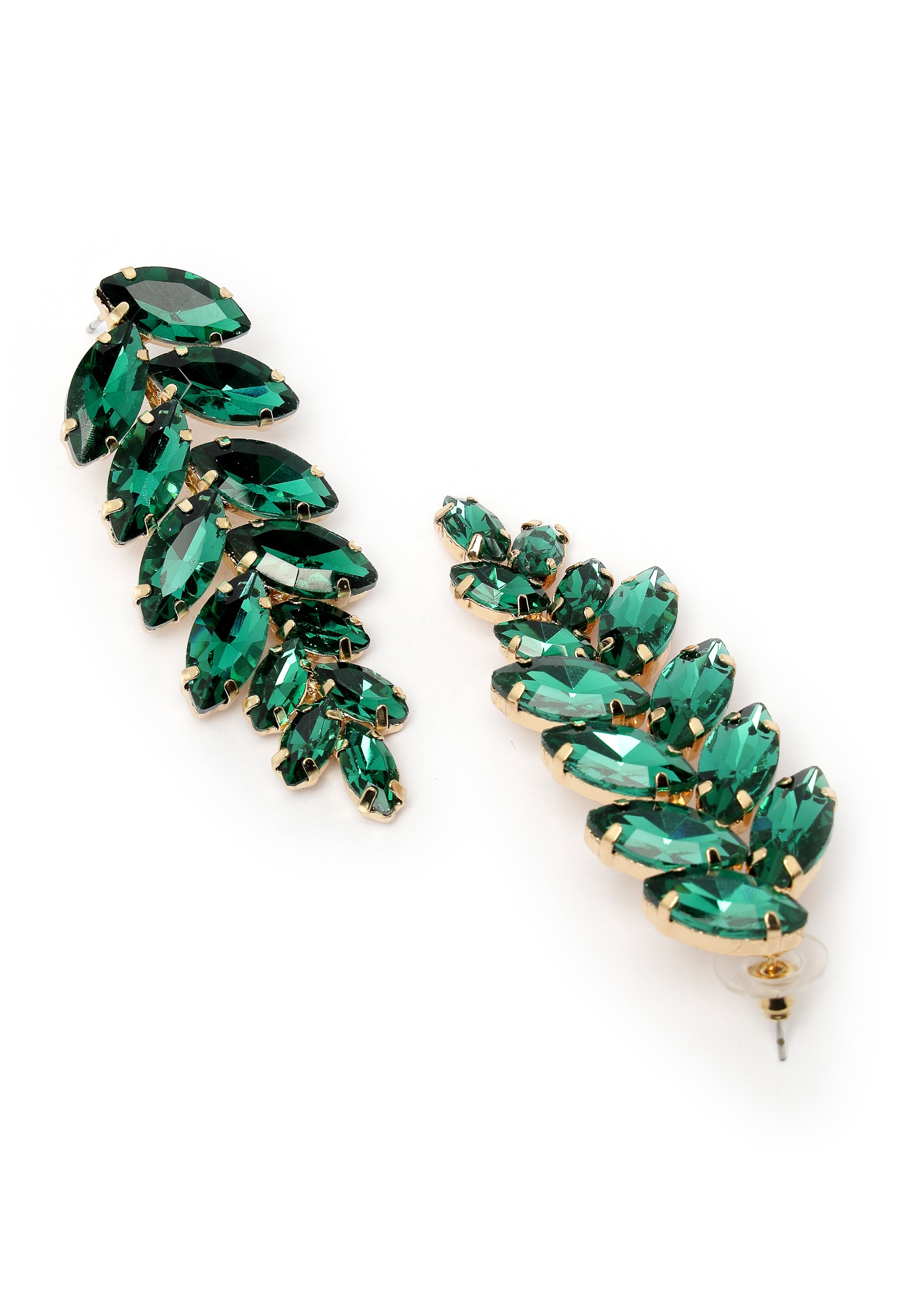 Green Leaf-Shaped Drop Earrings