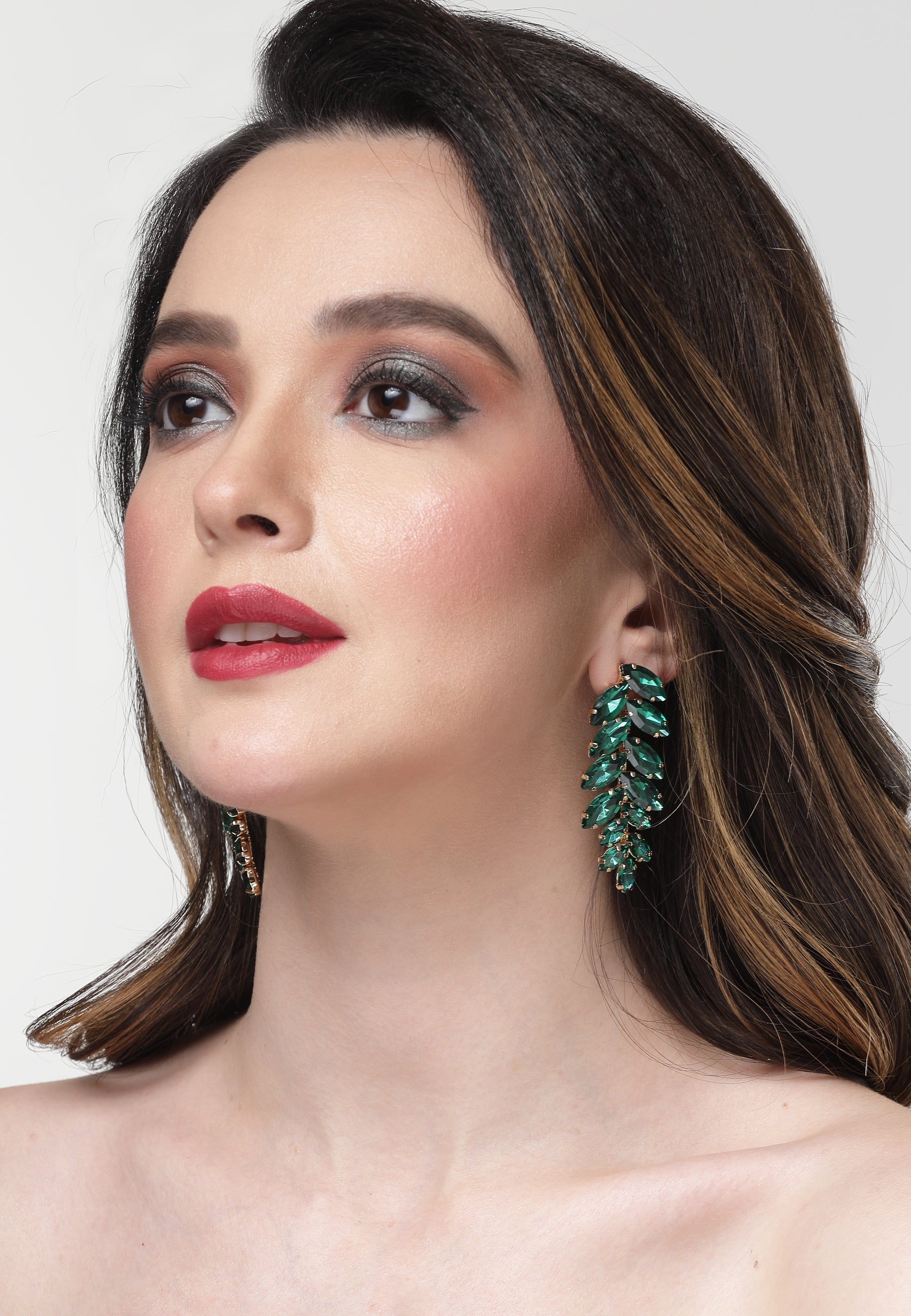 Green Leaf-Shaped Drop Earrings