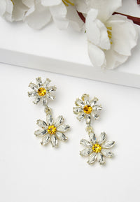 White Daisy Drop Earrings