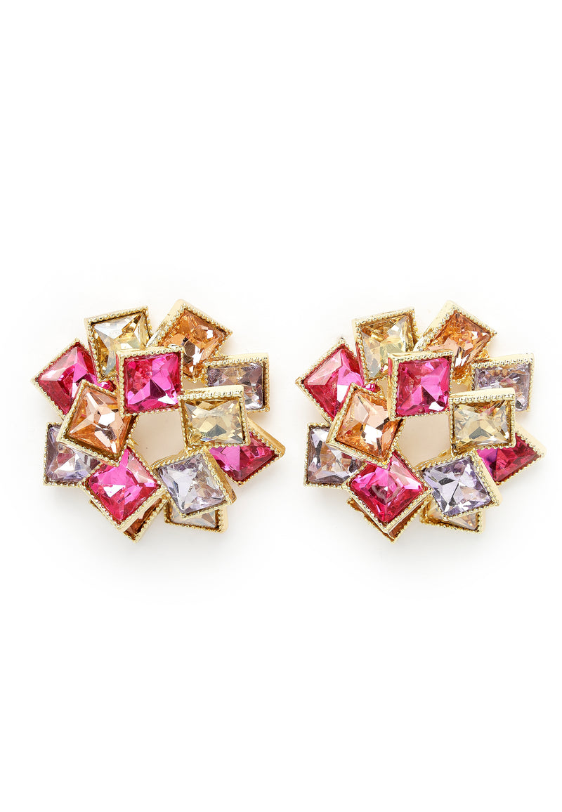 Pink Geometric Stud Earrings