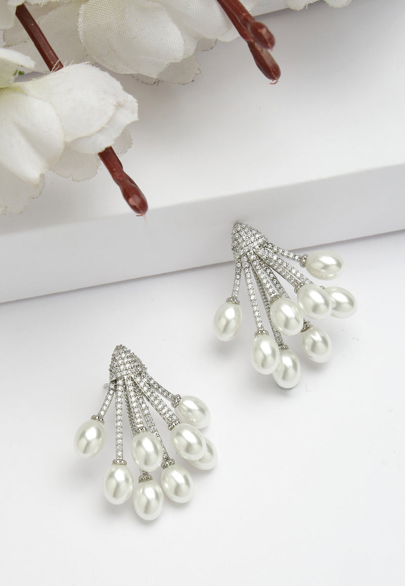 Zircon Cluster Drop Earrings