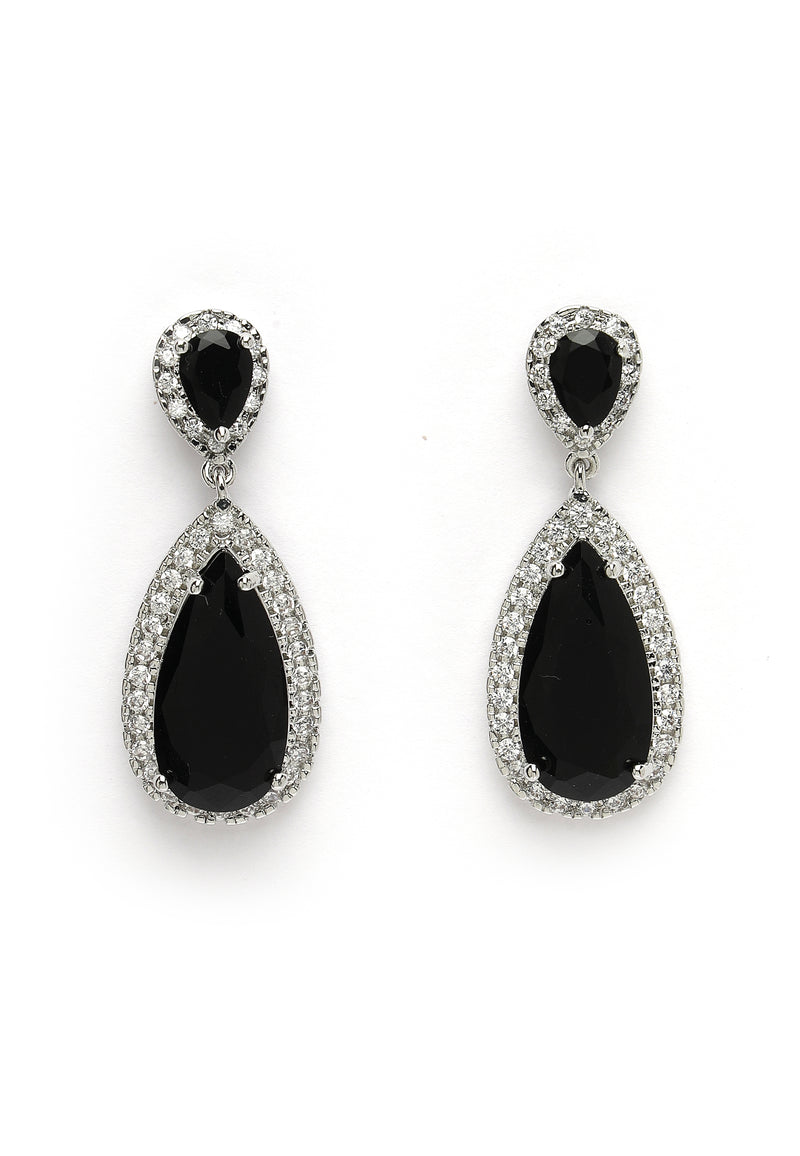 Zirconia Drop Earrings In Black