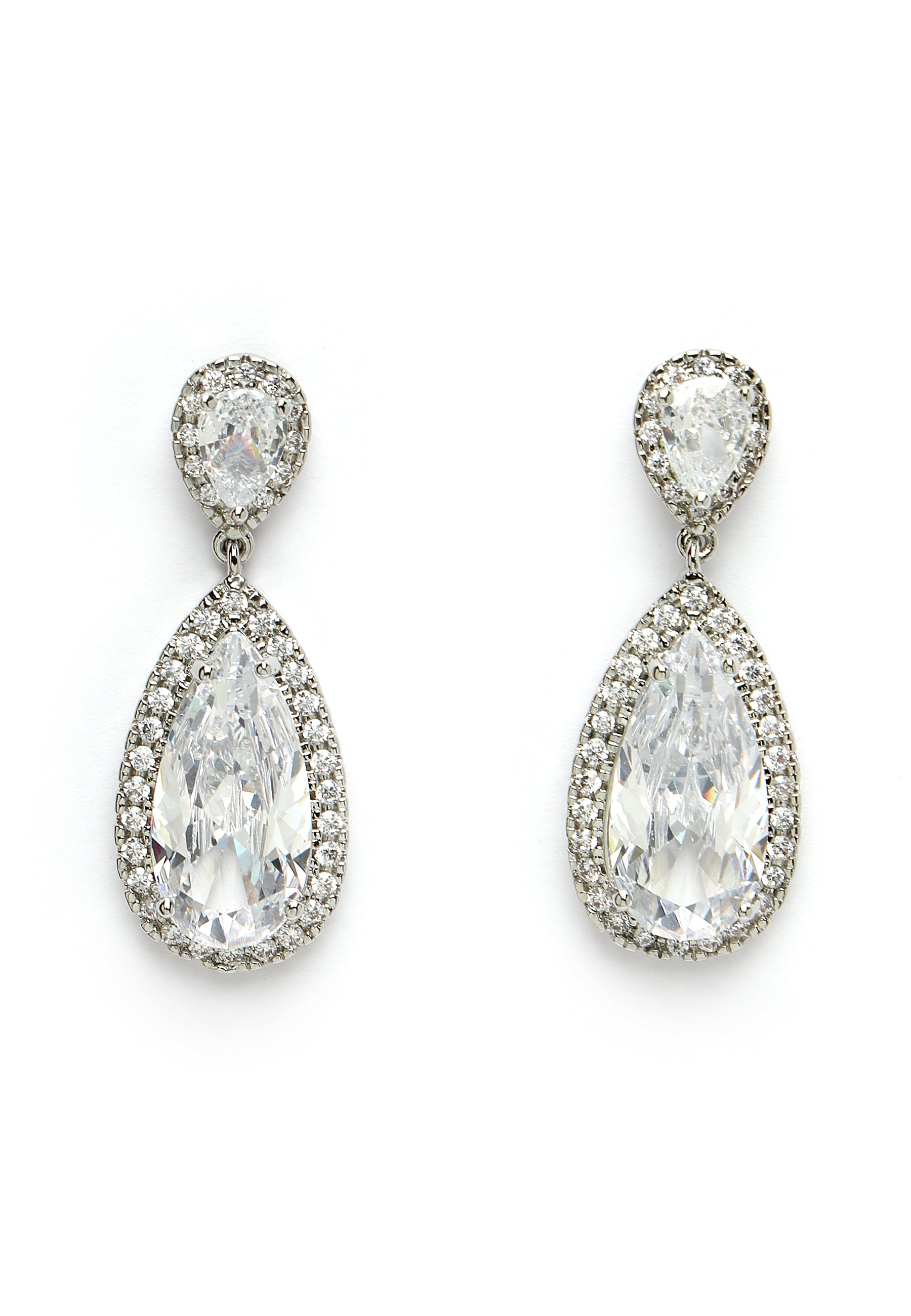 Zirconia Drop Earrings In Silver