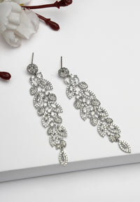 Boucles d'oreilles longues feuilles d'argent