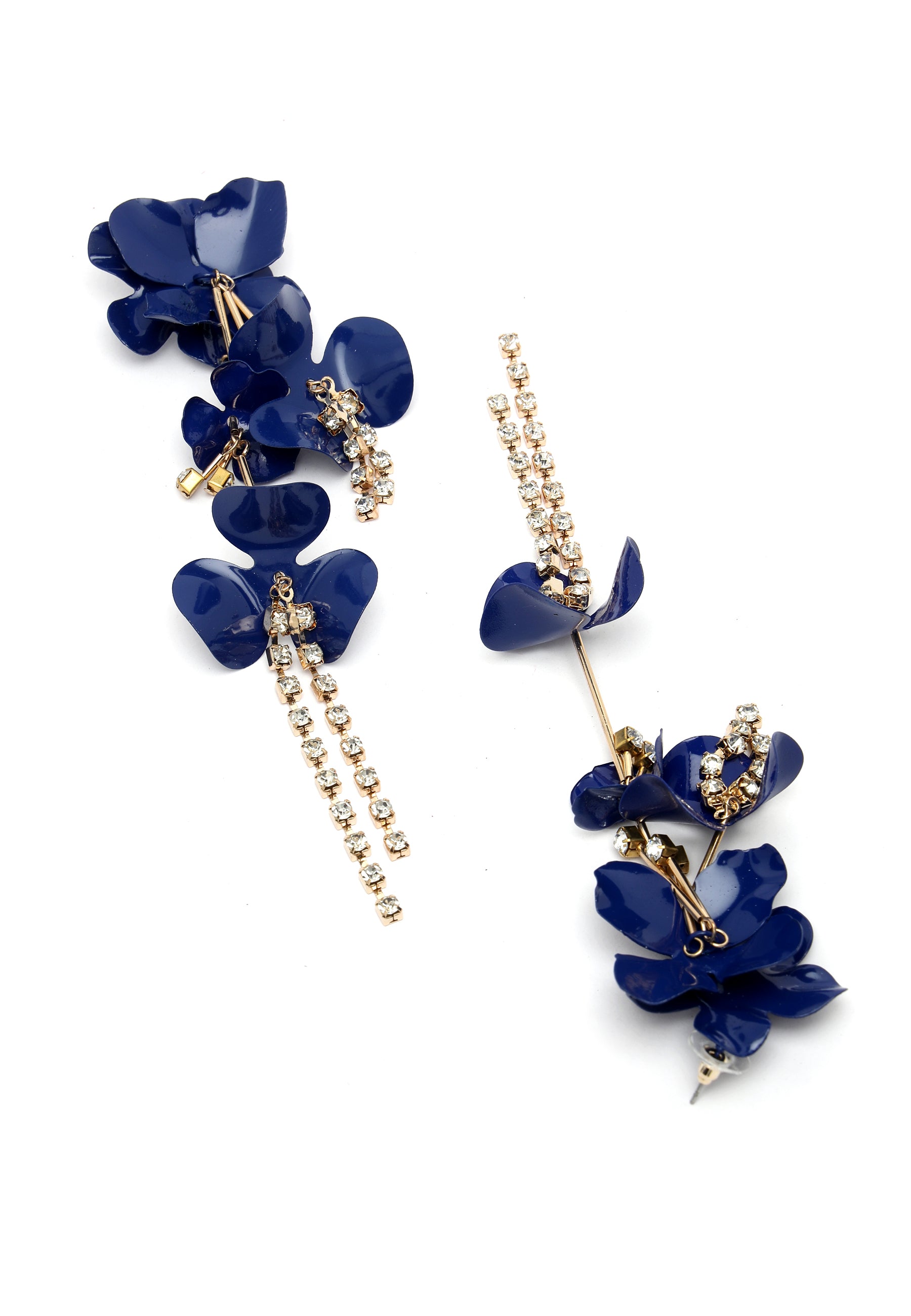 Lange blå blomsterøreringe