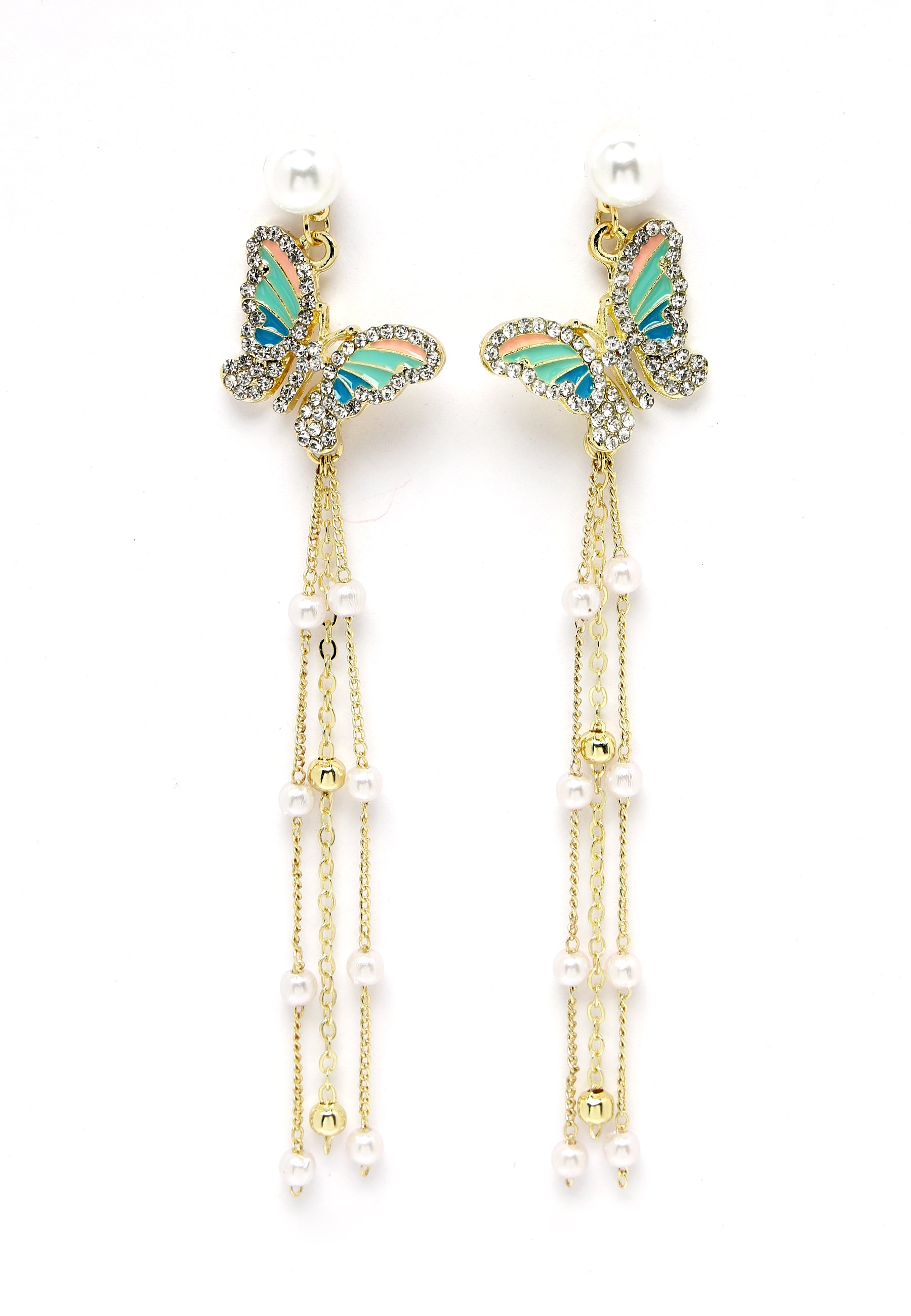 Avant-Garde Paris Multi-Colored Butterfly Drop Earrings