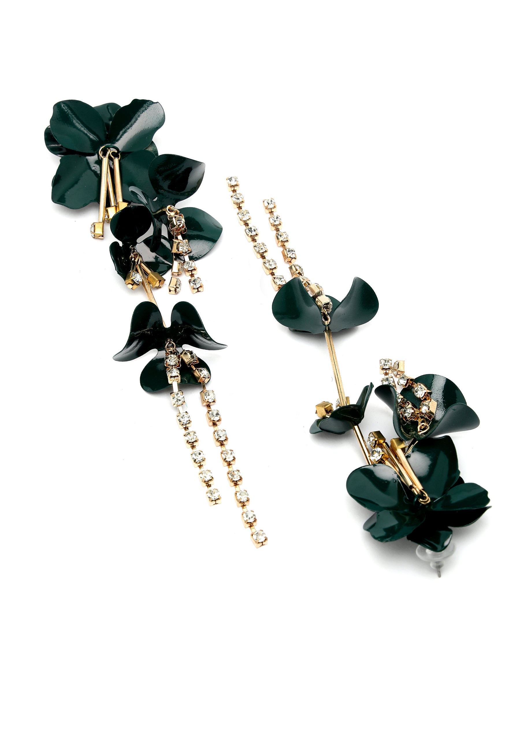 Avant-Garde Paris Long Green Floral Earrings