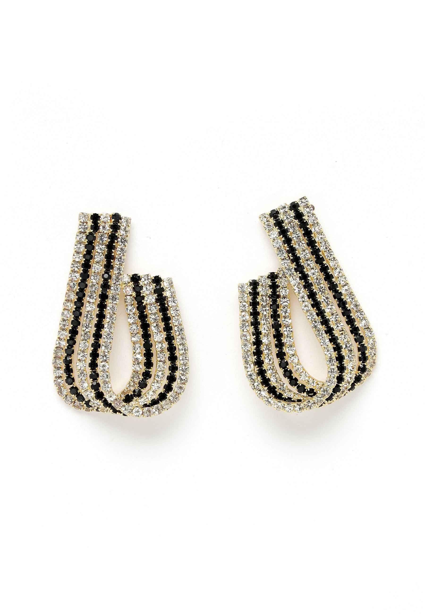 Avant-Garde Paris White Crystal J-Hoop Earrings