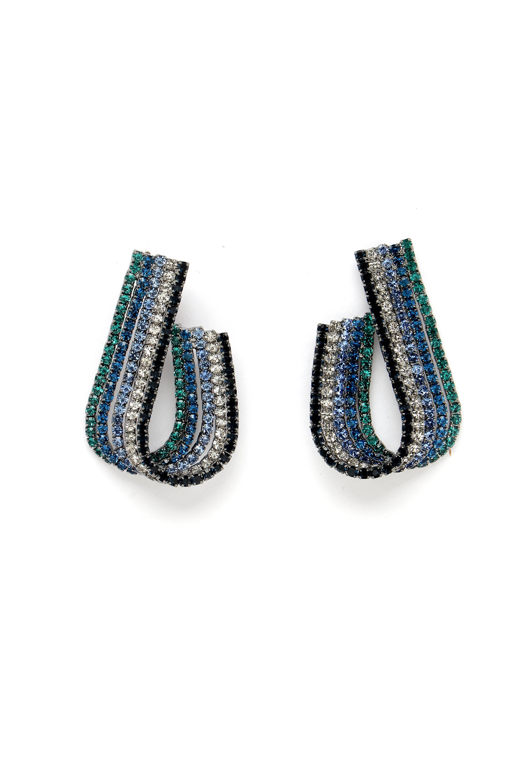 Avant-Garde Paris Blue Crystal J-Hoop Earrings