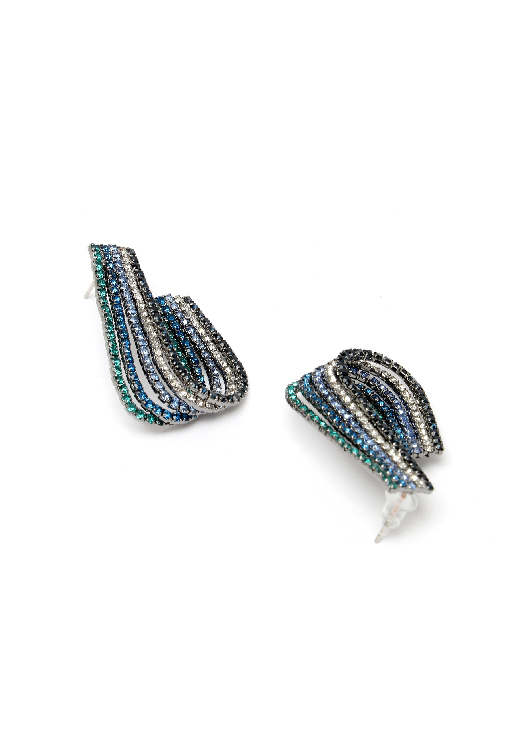 Blue Crystal J-Hoop Earrings