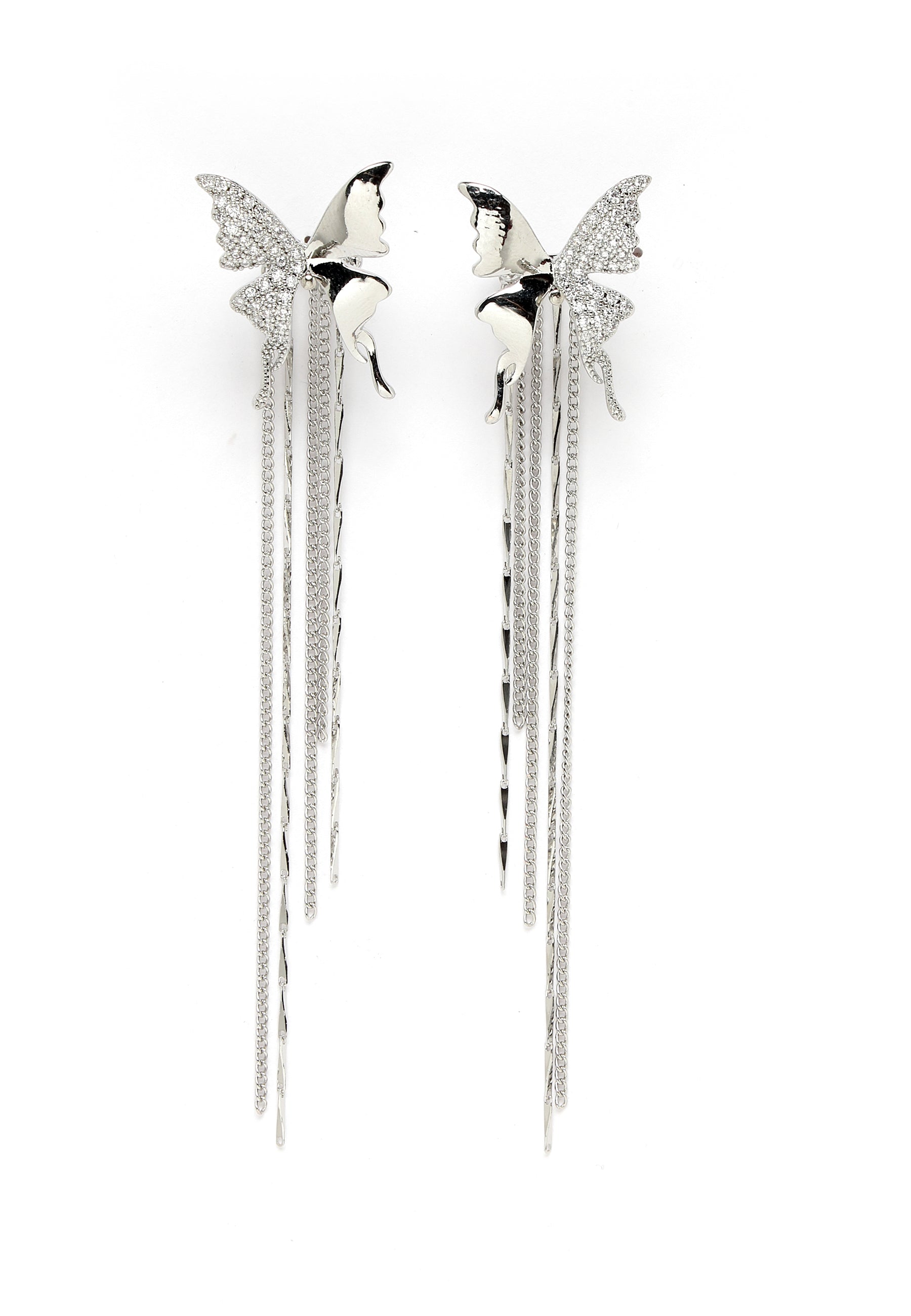 Avant-Garde Paris Tassel Butterfly Crystal Earrings