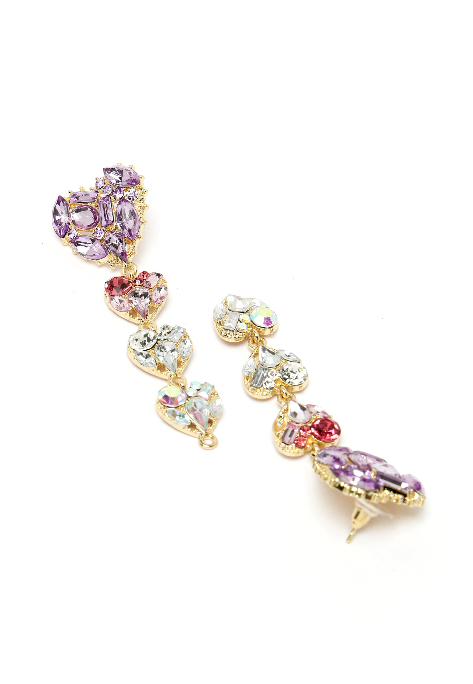Avant-Garde Paris Crystal Heart Drop Earrings