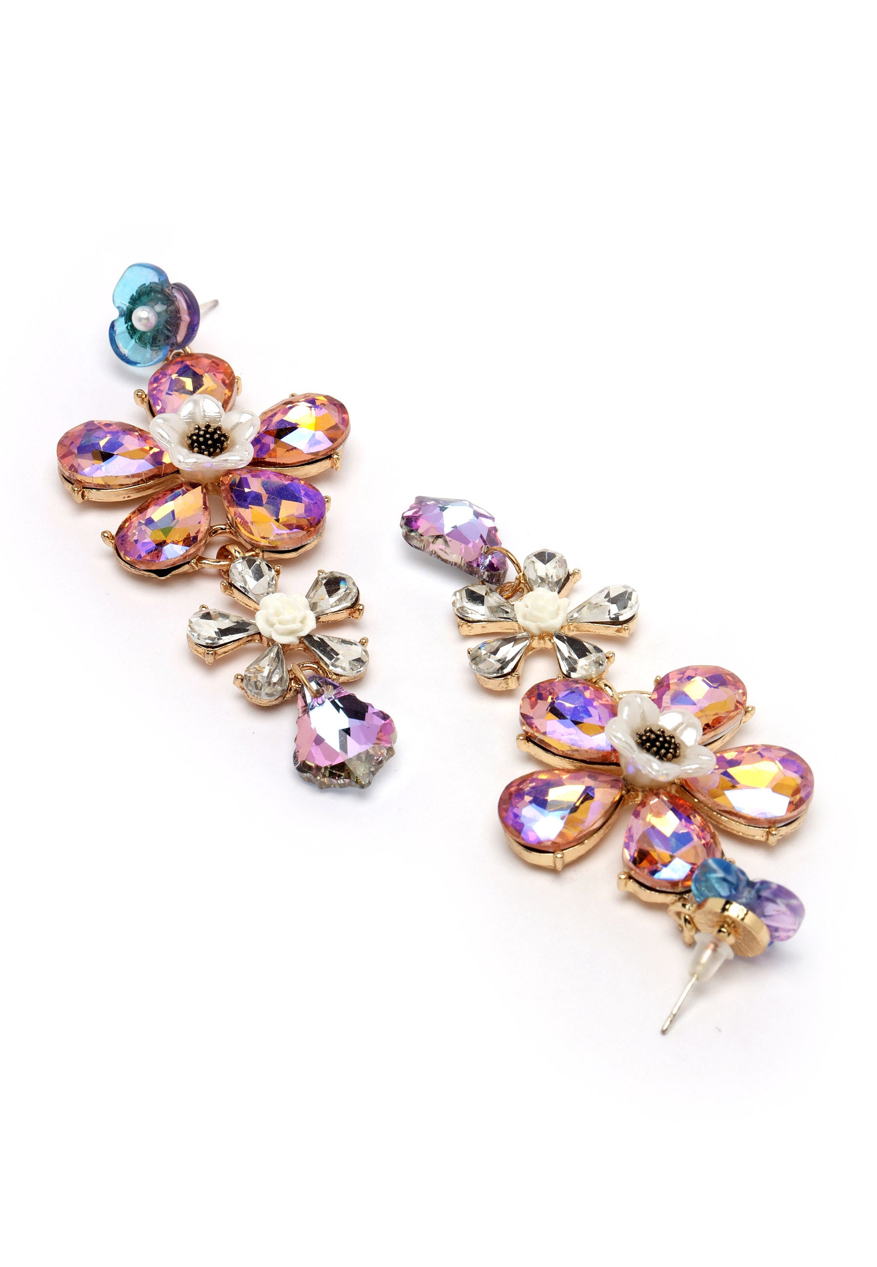 Avant-Garde Paris Multi-Colored Flower Shaped Drop Earrings