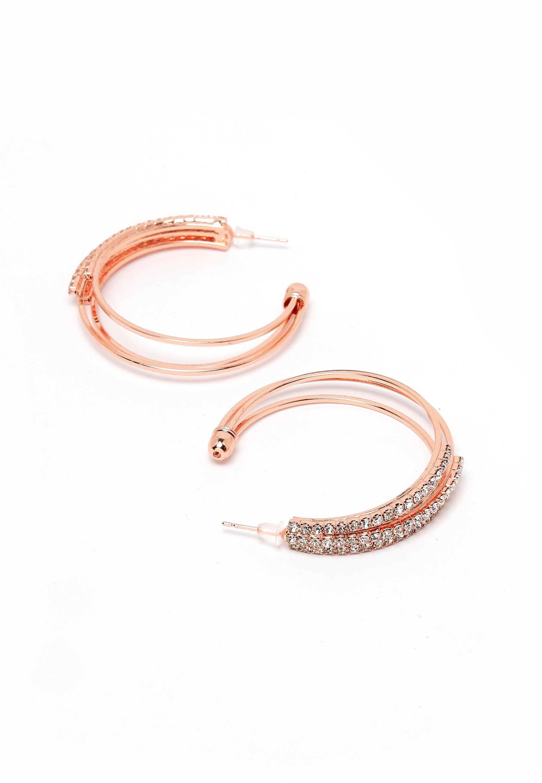 C Shape Rose-Gold  Crystal Earrings