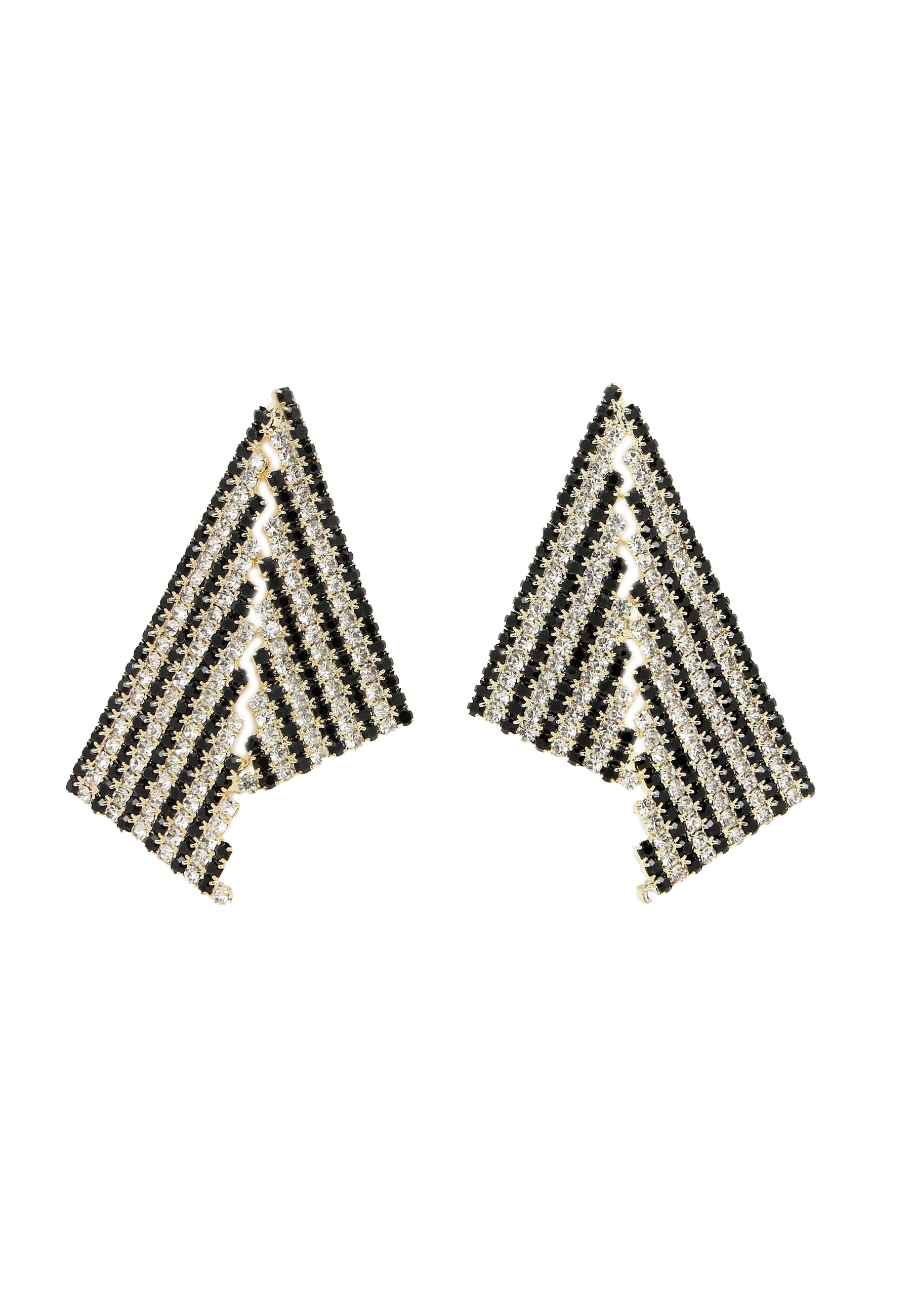 Avant-Garde Paris Asymmetrical Triangle White Crystal Earrings