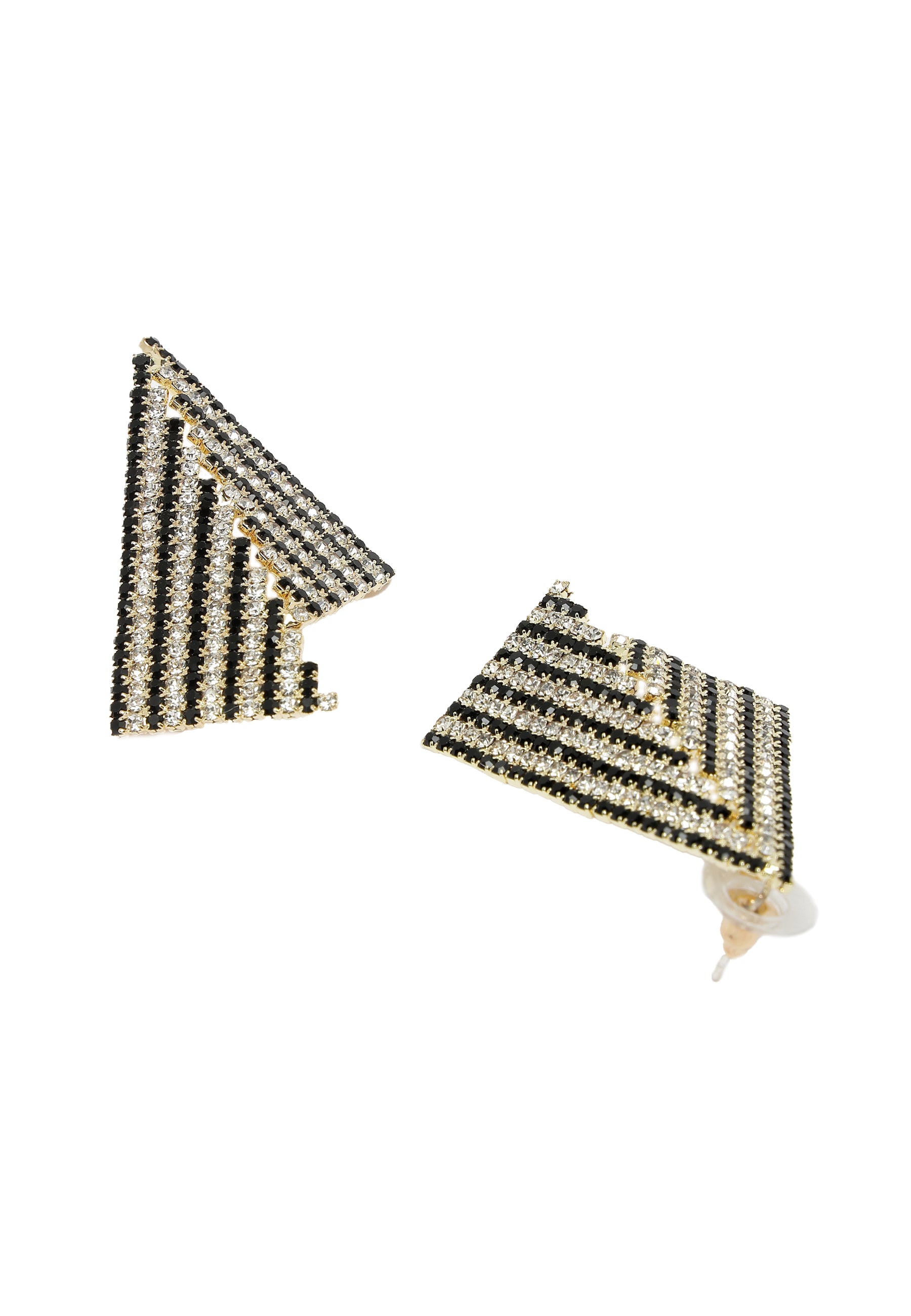 Asymmetrical Triangle White Crystal Earrings