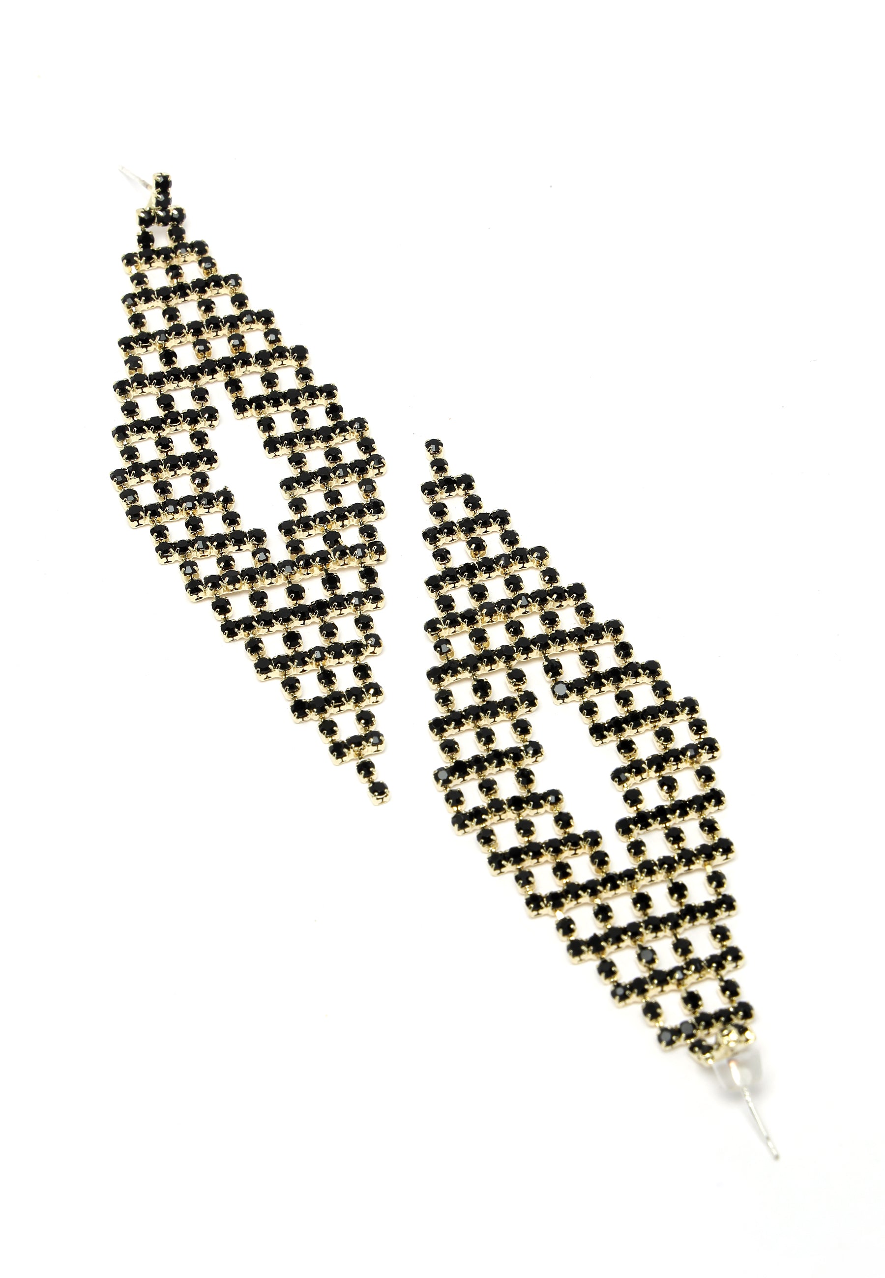 Avant-Garde Paris Stunning Rhombus Shaped  Black Crystal Earrings