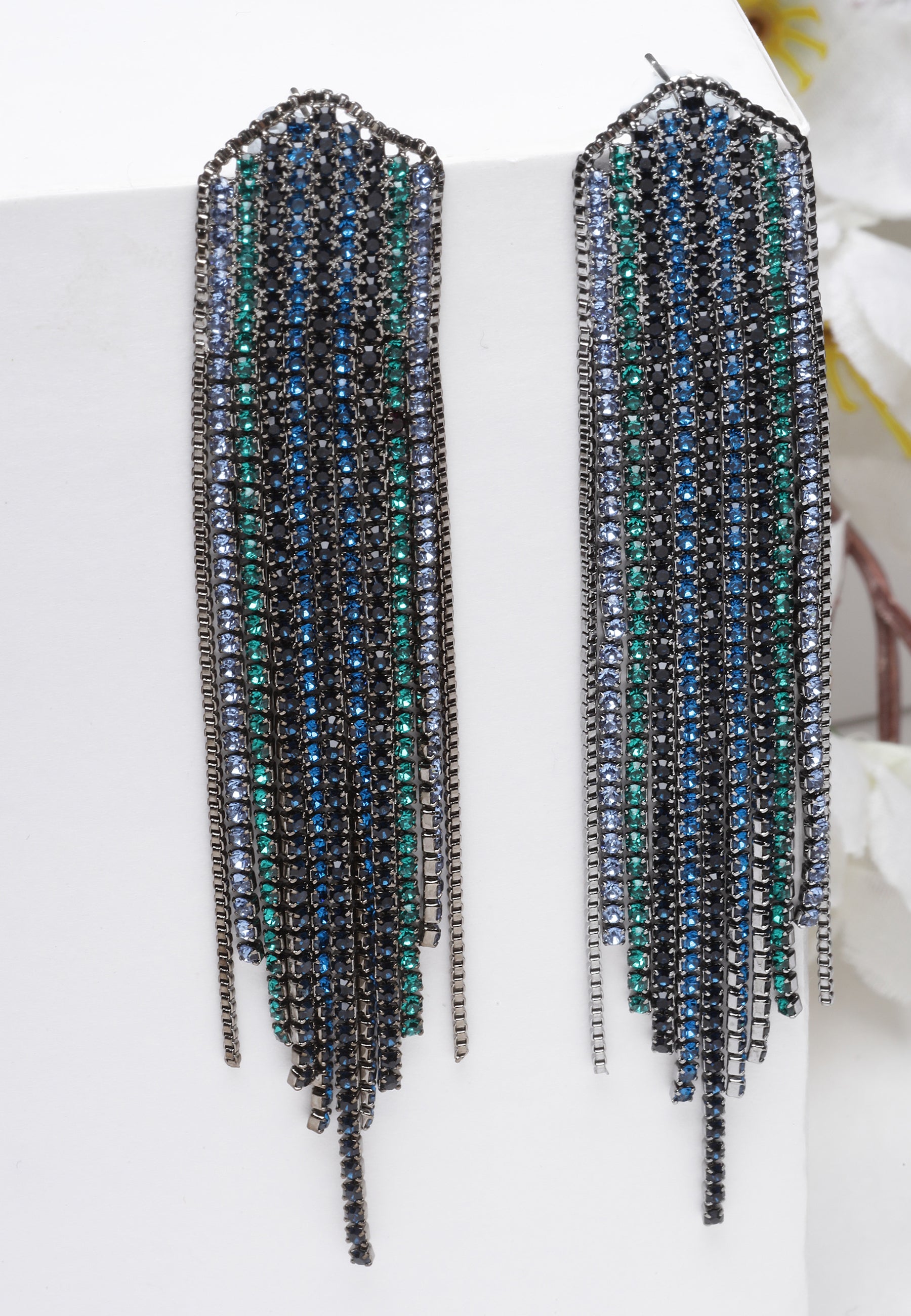 Avant-Garde Paris Crystal Fringe Earrings In Blue