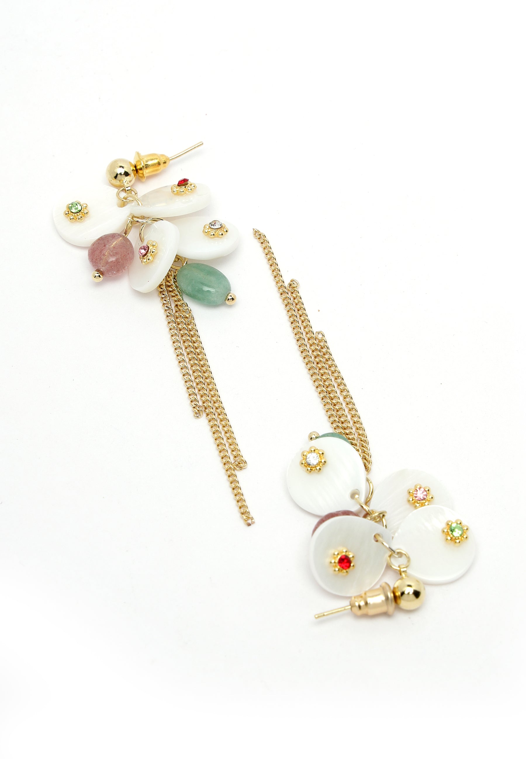Gold-Colored Beaded Drop Earrings