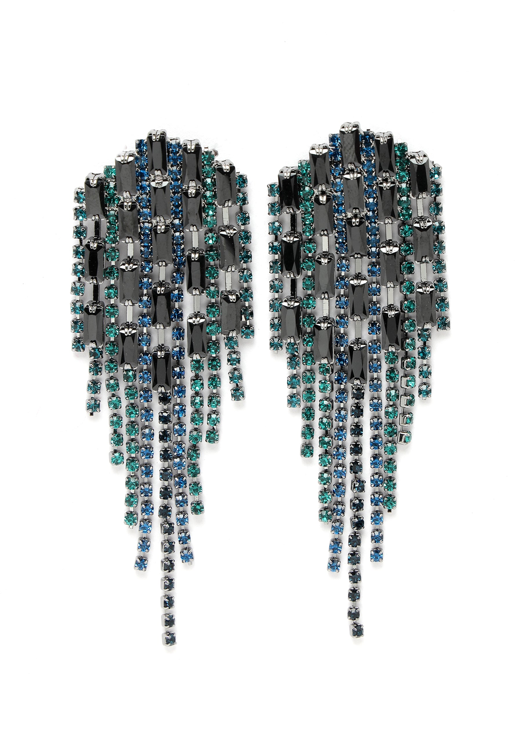 Avant-Garde Paris Crystal Studded Dangler Earrings In Blue
