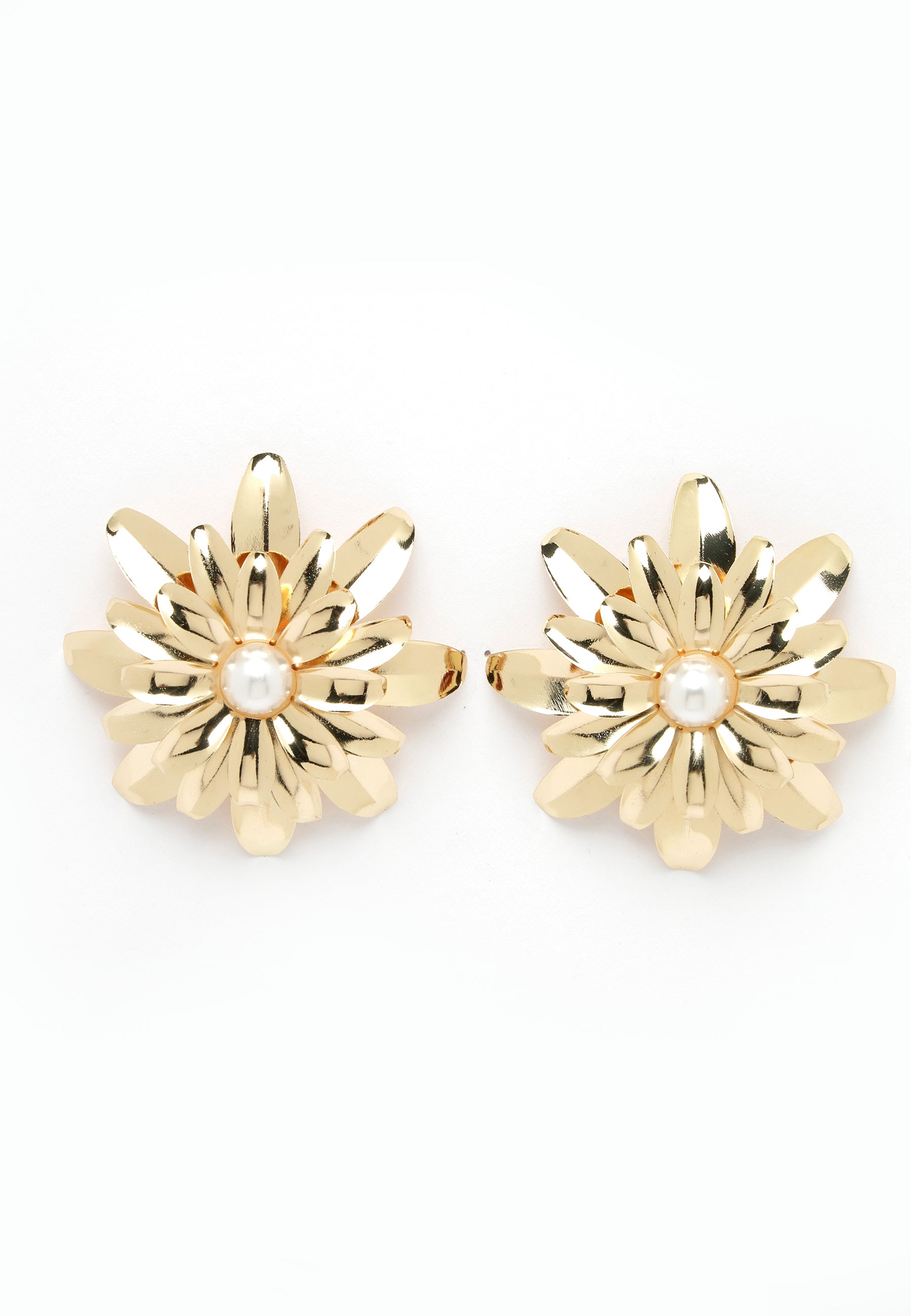 Boucles d'oreilles à tige florales dorées