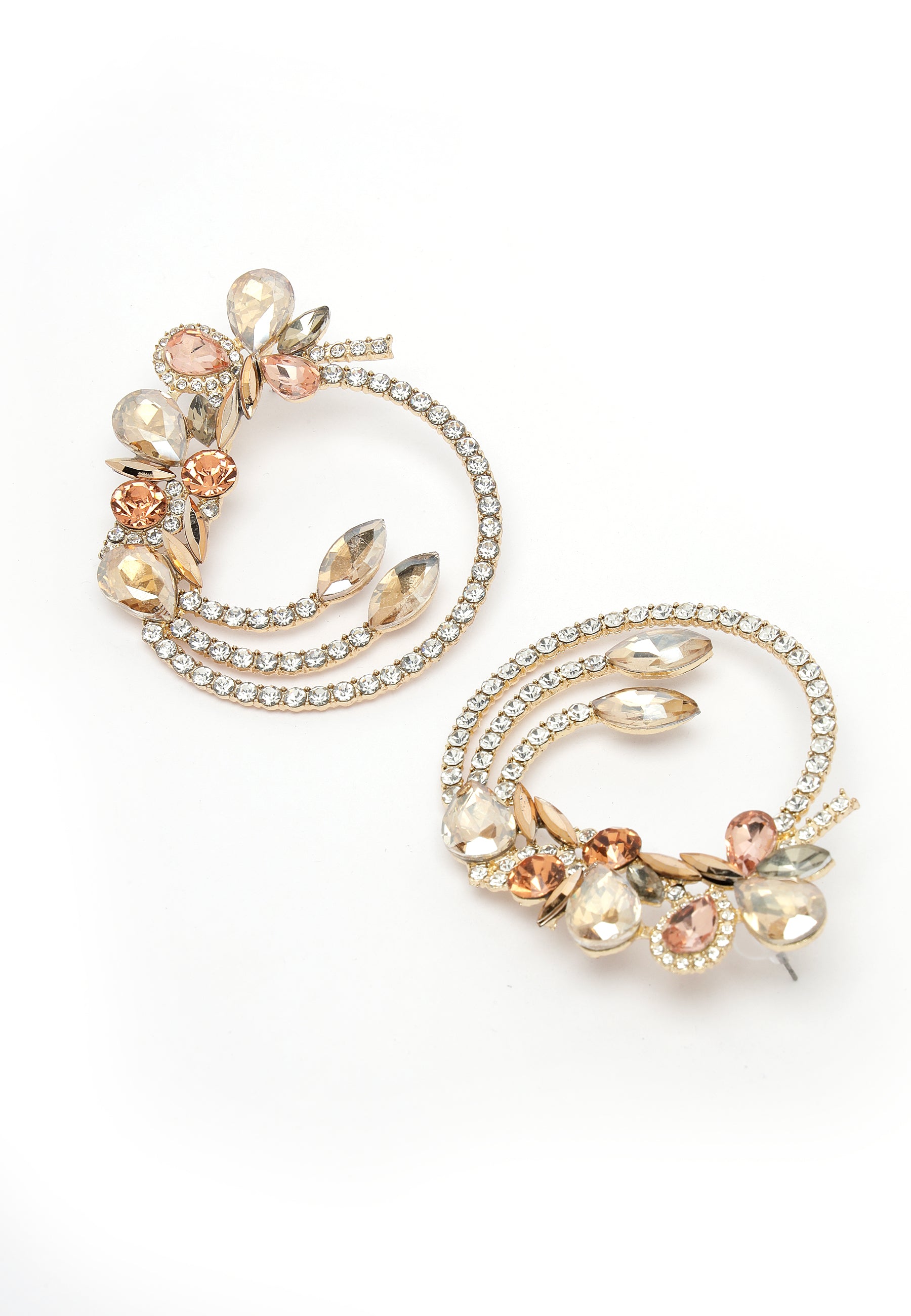 Avant-Garde Paris Multi-Layer Circle Crystal Earrings In Orange
