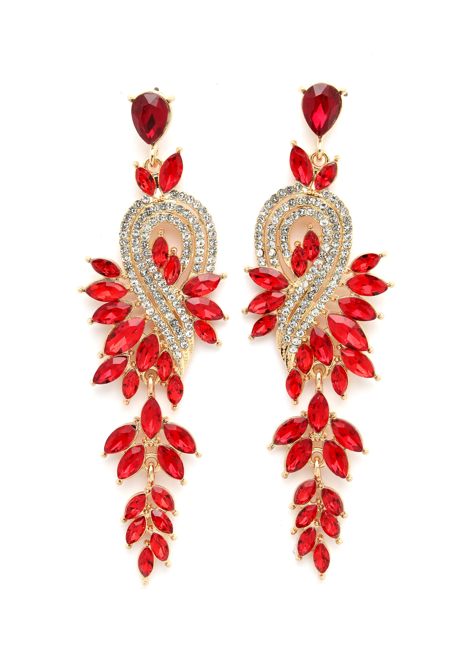 Avant-Garde Paris Beautiful Red Crystal Leaf Earrings