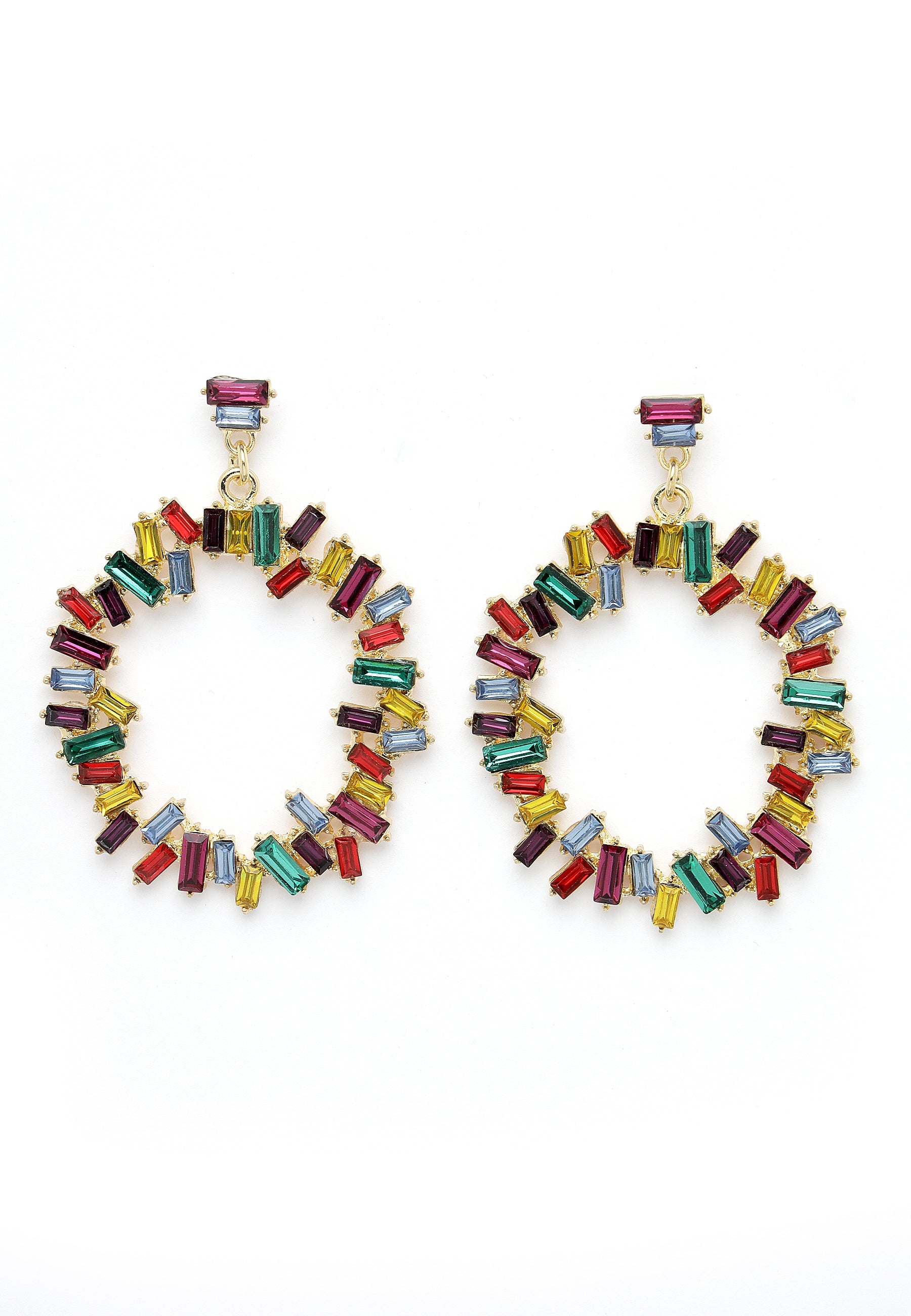 Avant-Garde Paris Multi-Colored Round Circle Crystal Drop Earrings