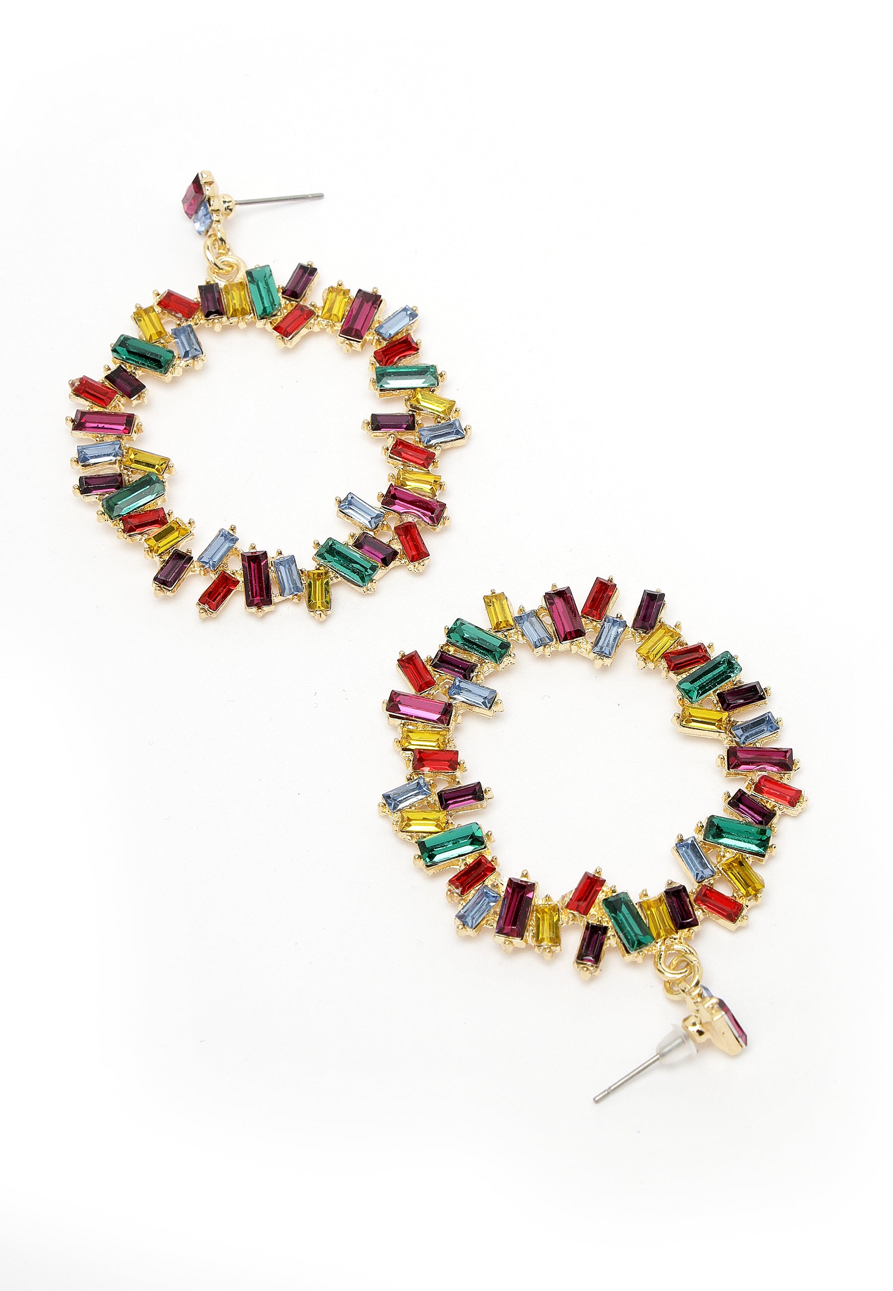 Avant-Garde Paris Multi-Colored Round Circle Crystal Drop Earrings