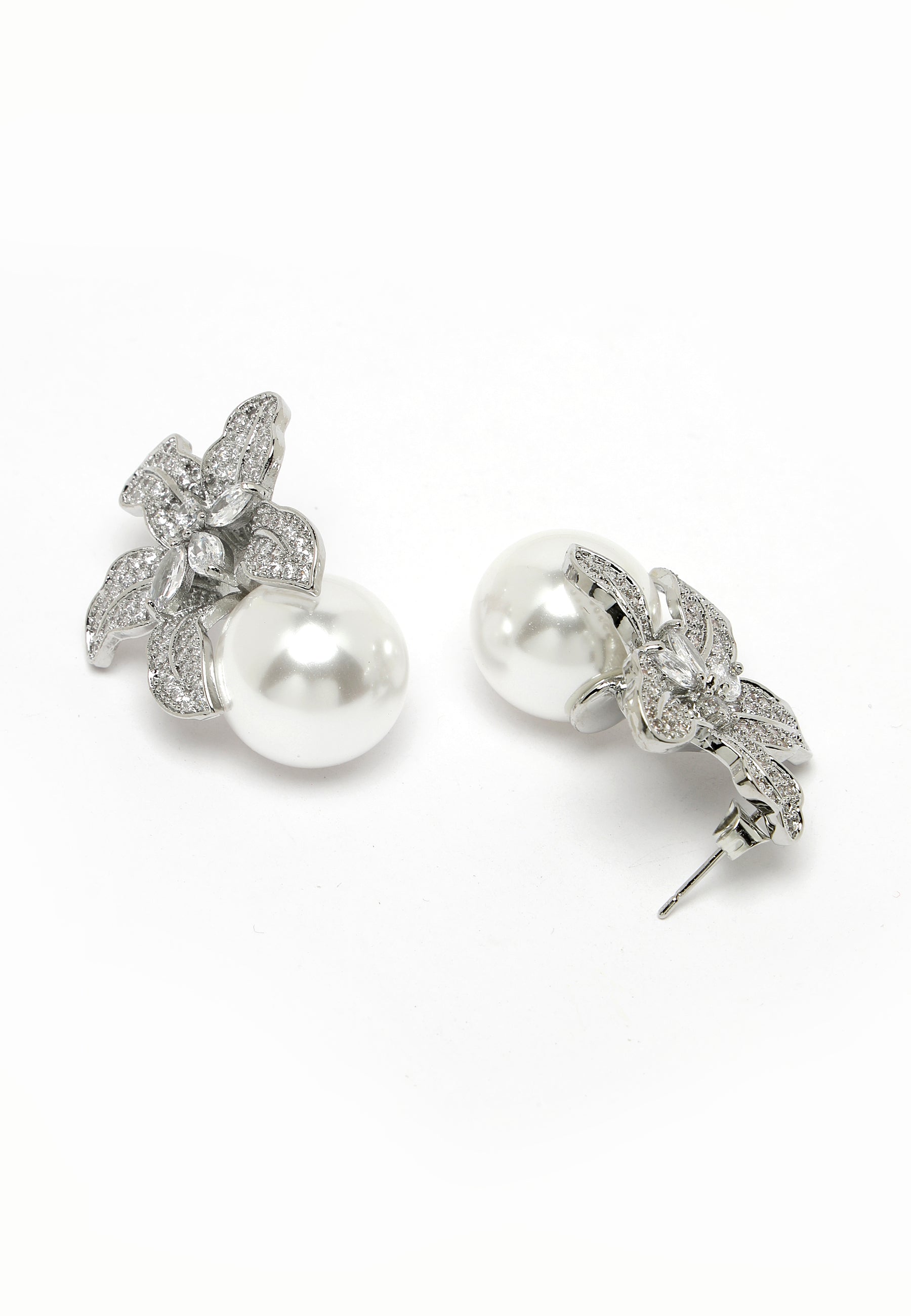 Avant-Garde Paris Bridesmaid Silver-Colored Crystal Earrings