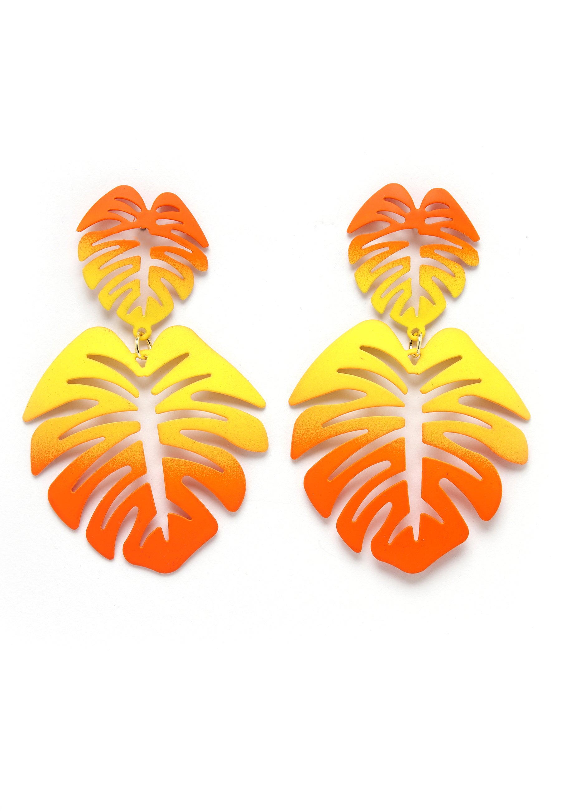 Avant-Garde Paris Orange Palm Leaf Dangle Earrings