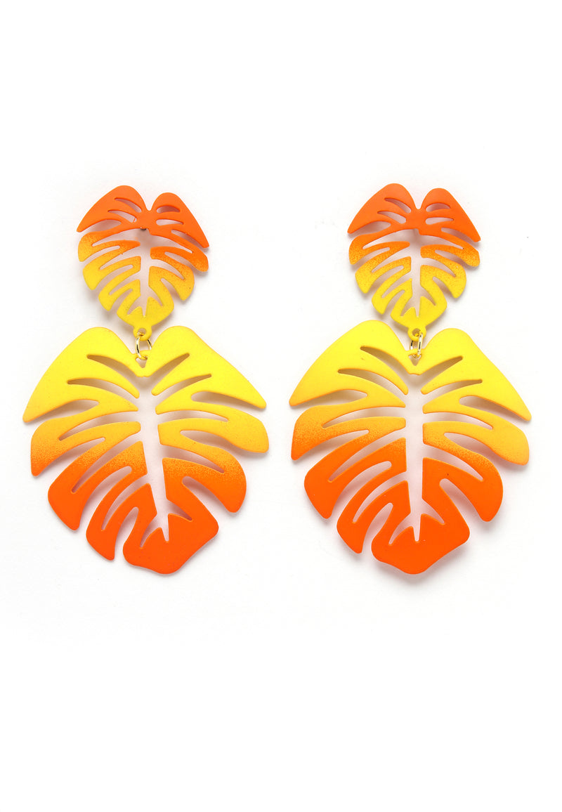 Orange Palm Leaf Dingle Örhängen