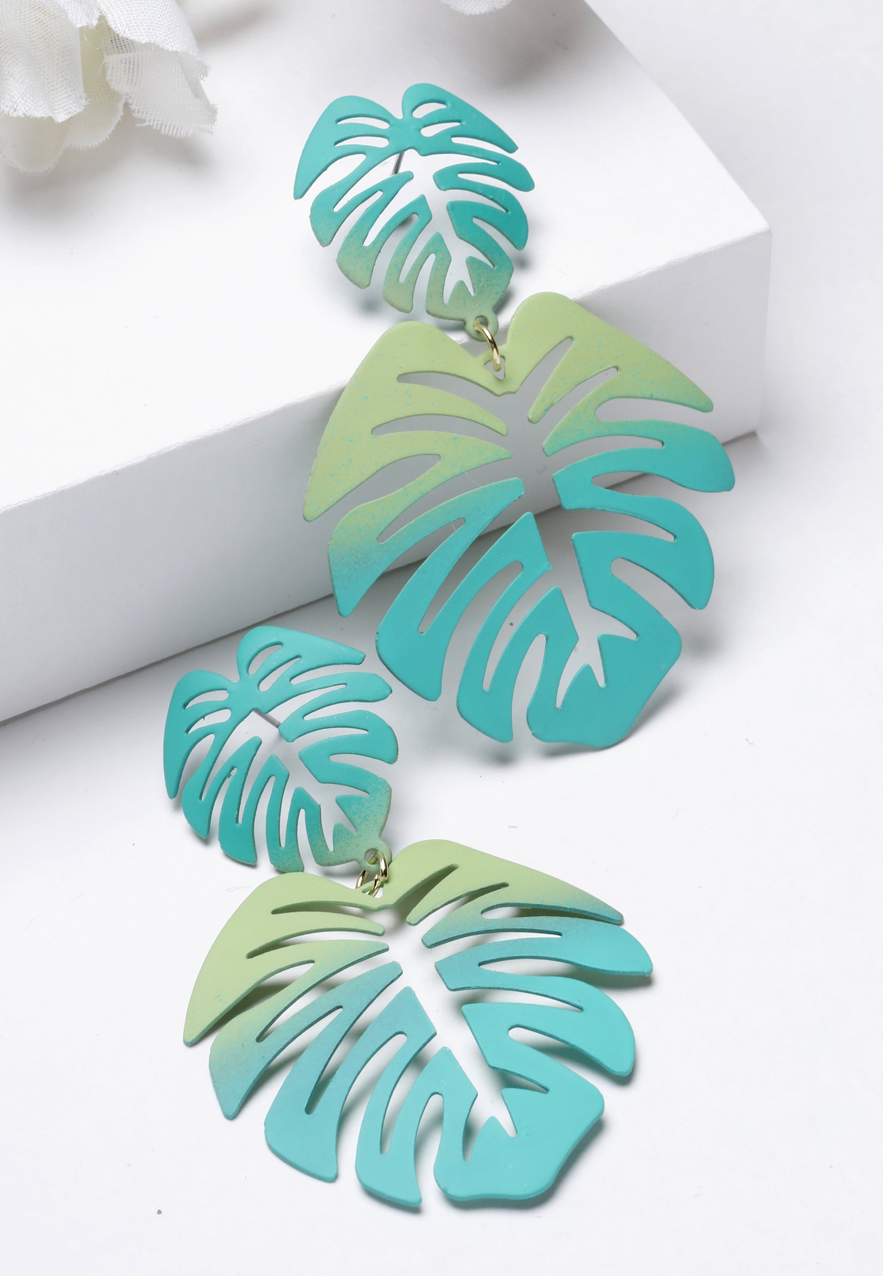 Avant-Garde Paris Green Palm Leaf Dangle Earrings