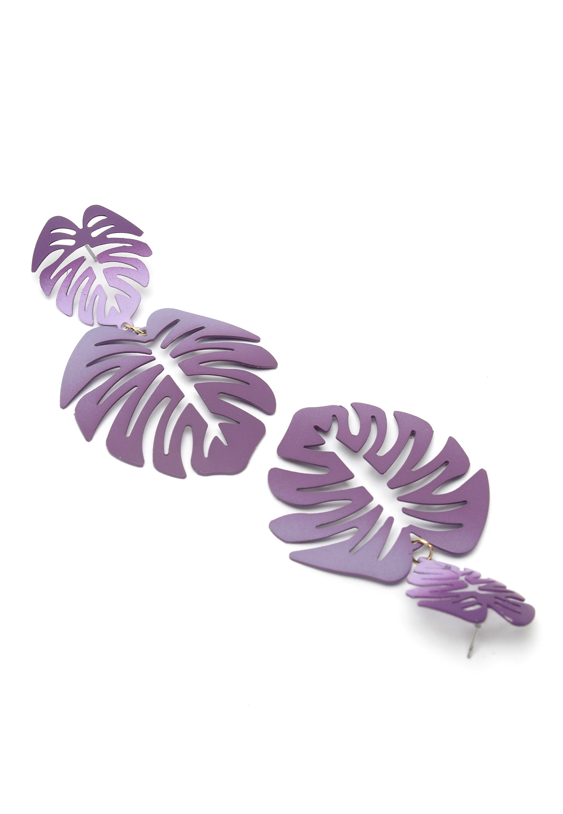 Avant-Garde Paris Lilac Palm Leaf Dangle Earrings