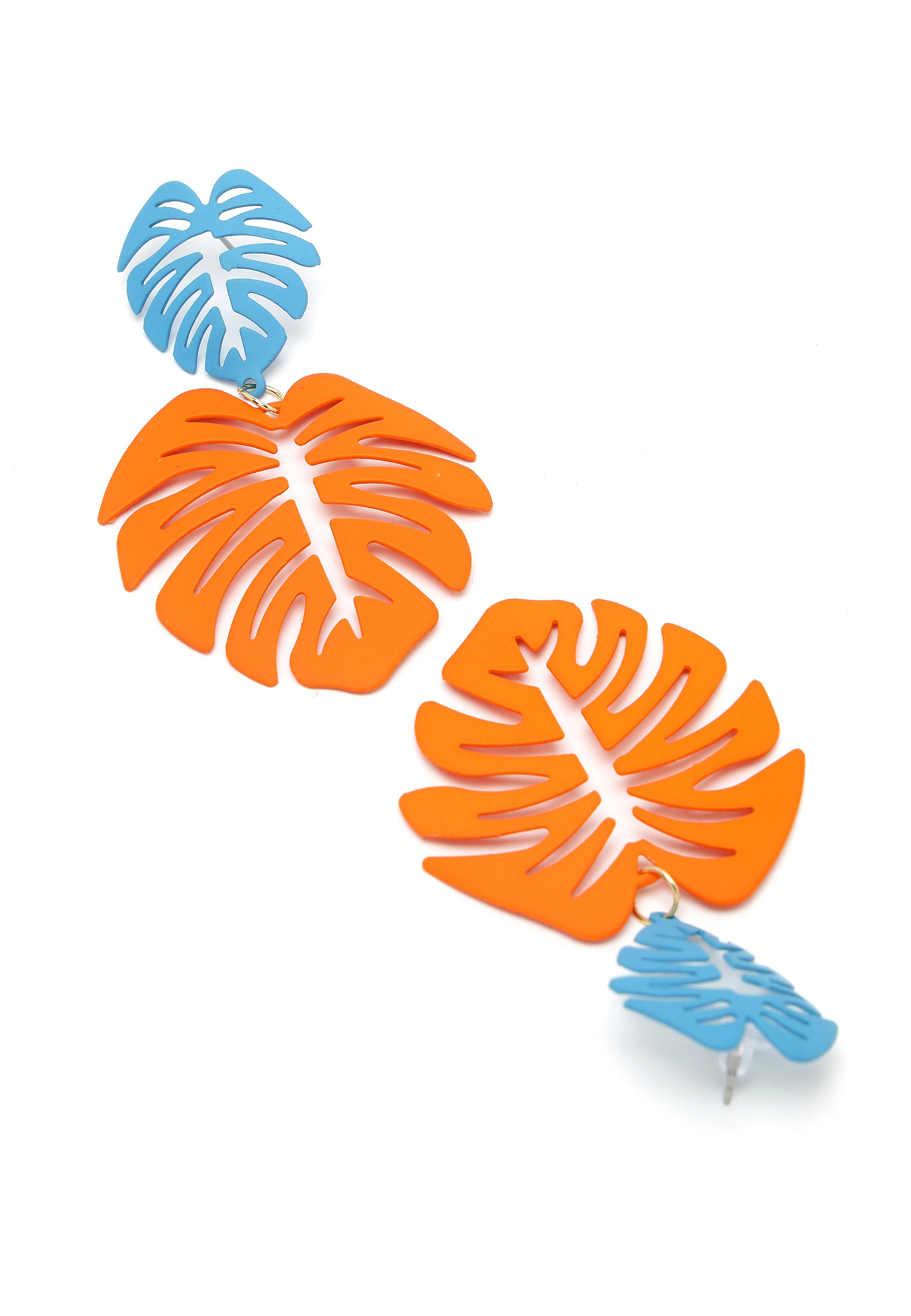 Avant-Garde Paris Orange Palm Leaf Dangle Earrings