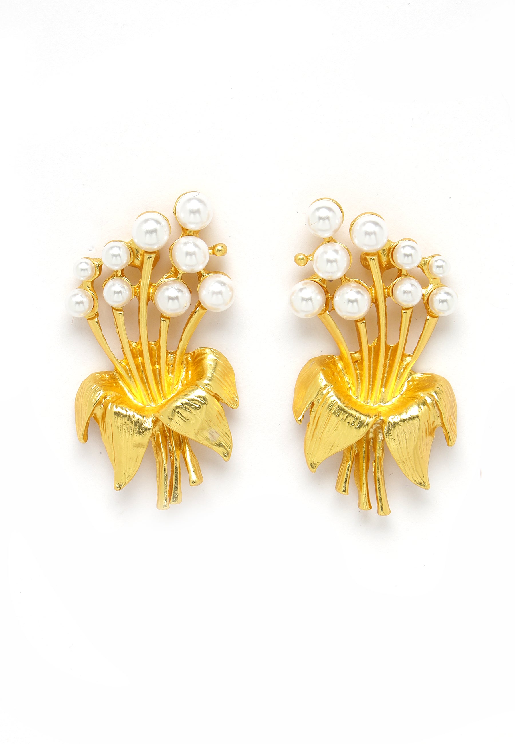 Avant-Garde Paris Hibiscus Gold-Plated Pearl Earrings