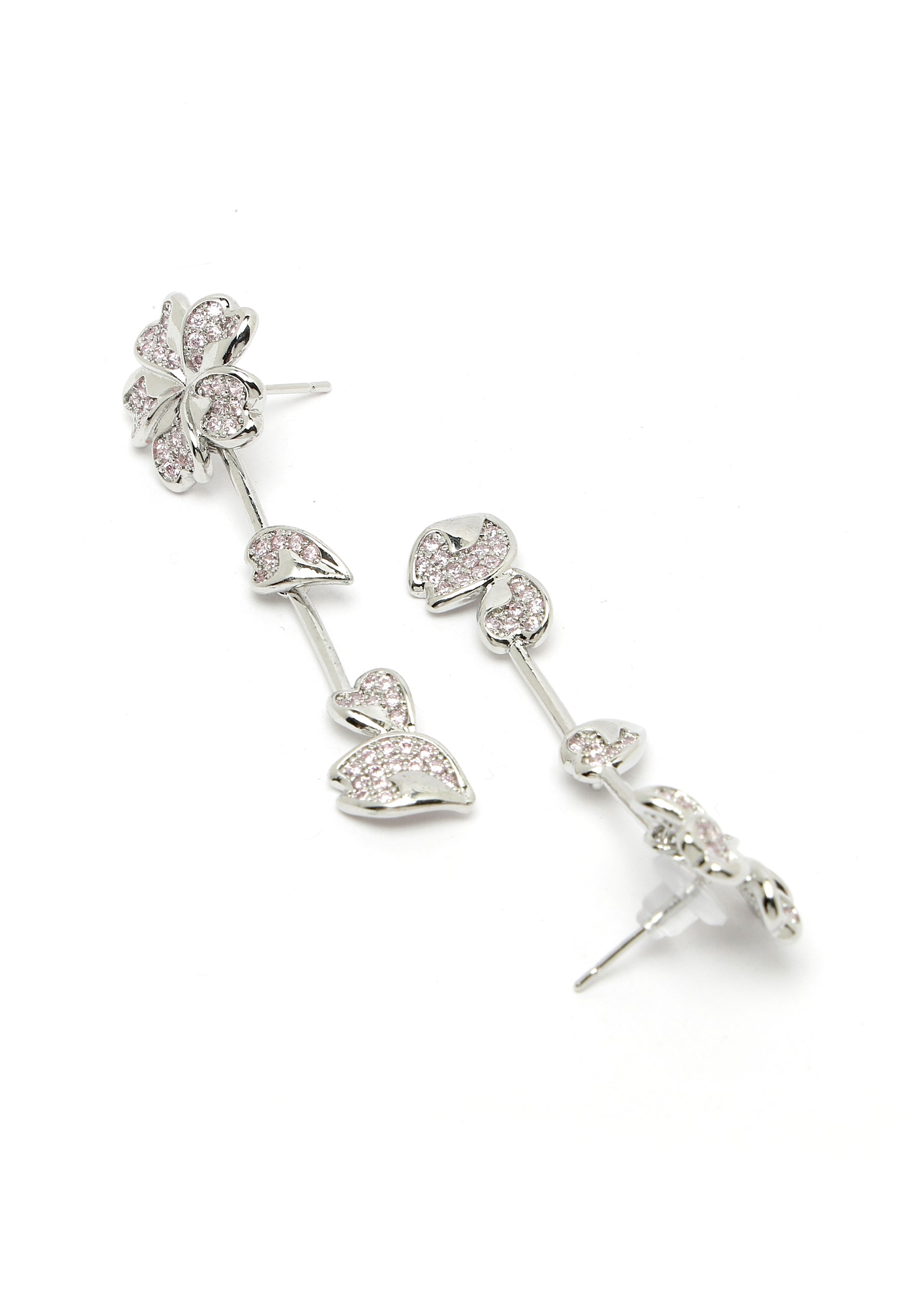 Avant-Garde Paris Iconic Silver-Colored Floral Drop Earrings