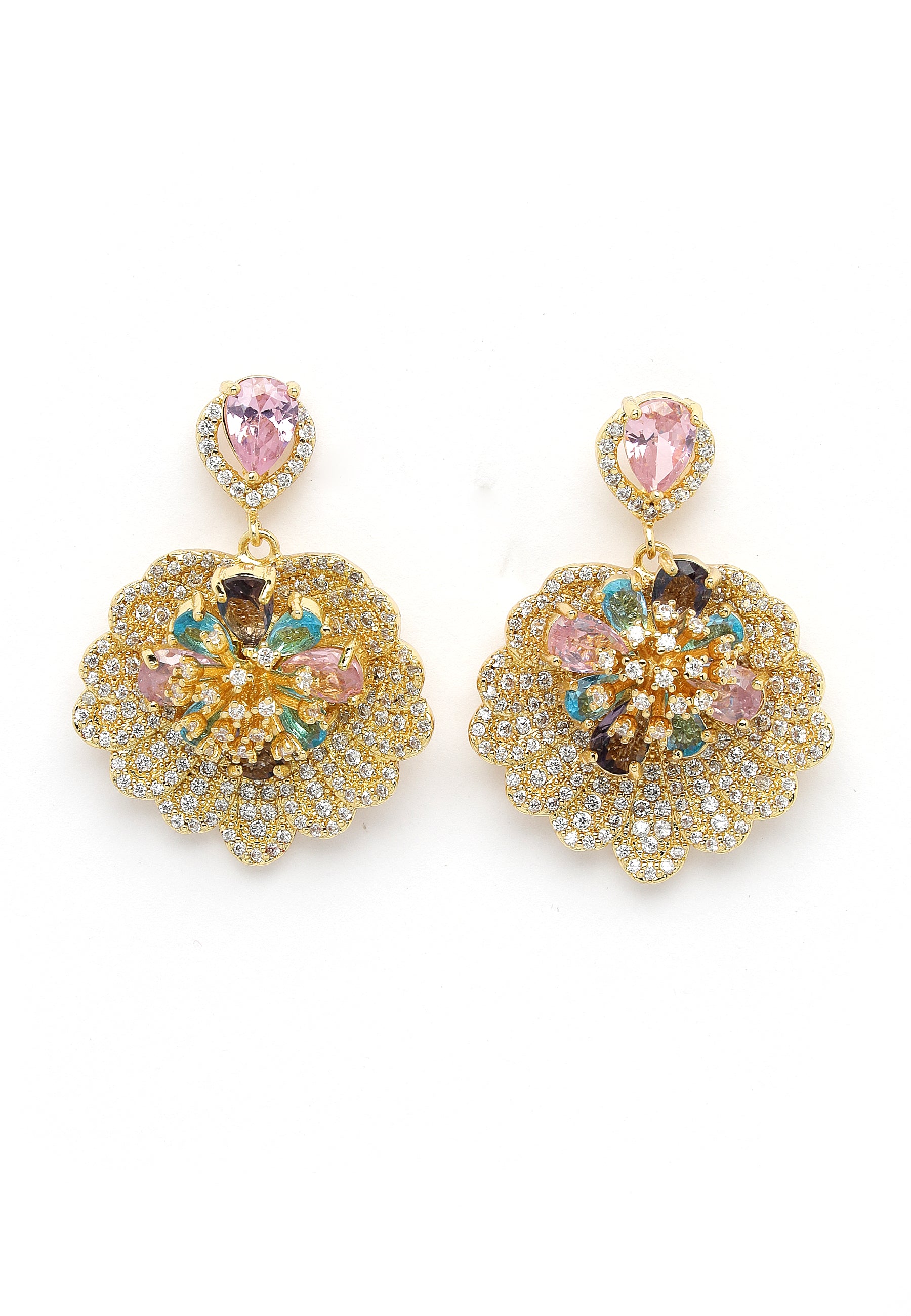 Gleaming Gold Crystal Drop Earrings