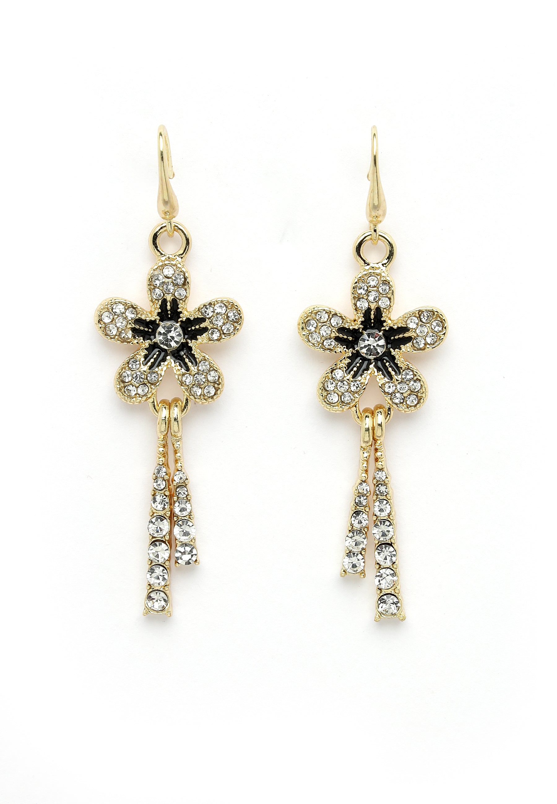 Avant-Garde Paris Gold-Colored Crystal Floral Chimes Earrings